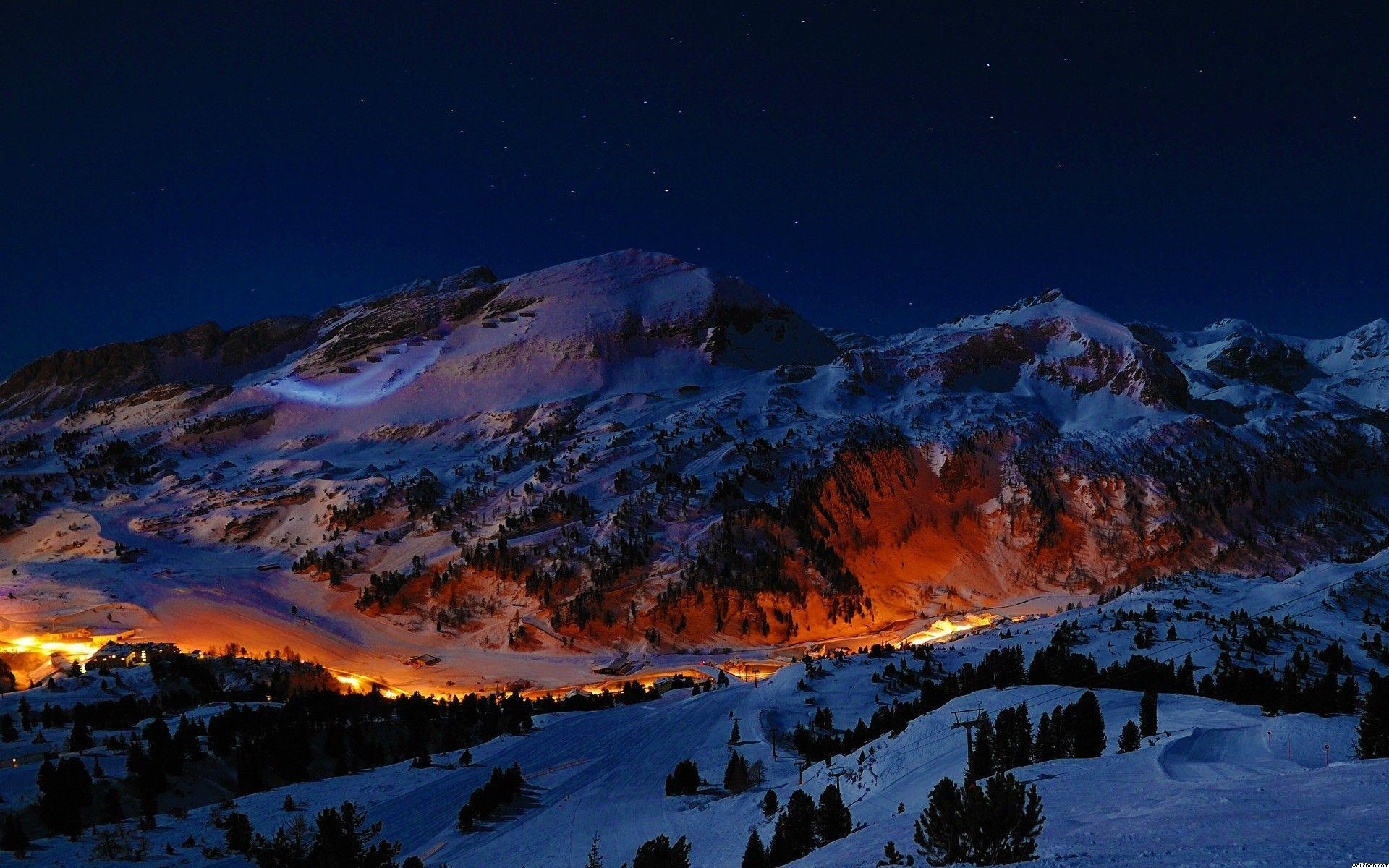 1920x1200 Night Mountain Wallpaper