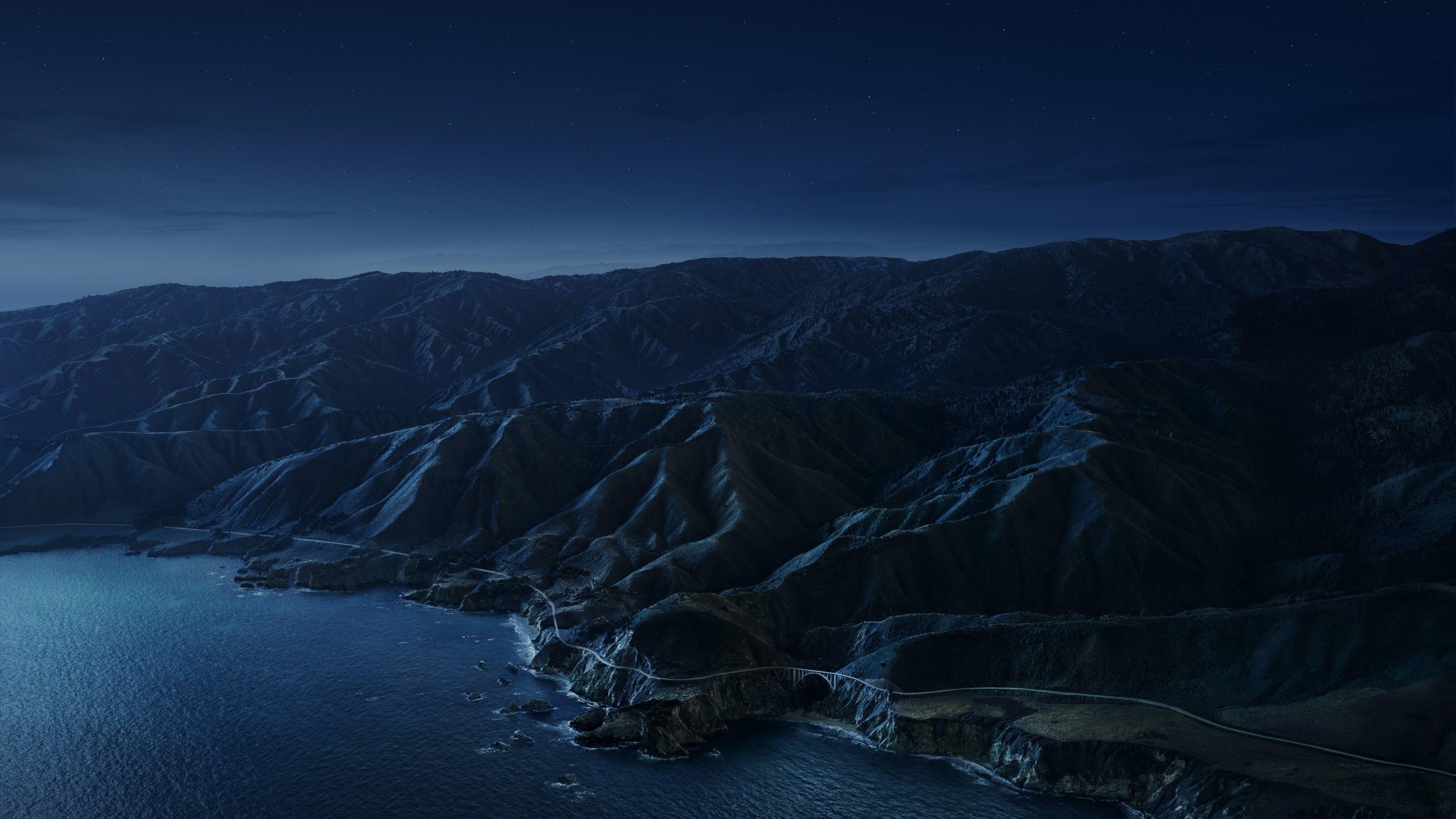 3840x2160 Big Sur 4K Wallpaper, Mountains, Night, Dark, macOS, Stock, California, 5K, Nature