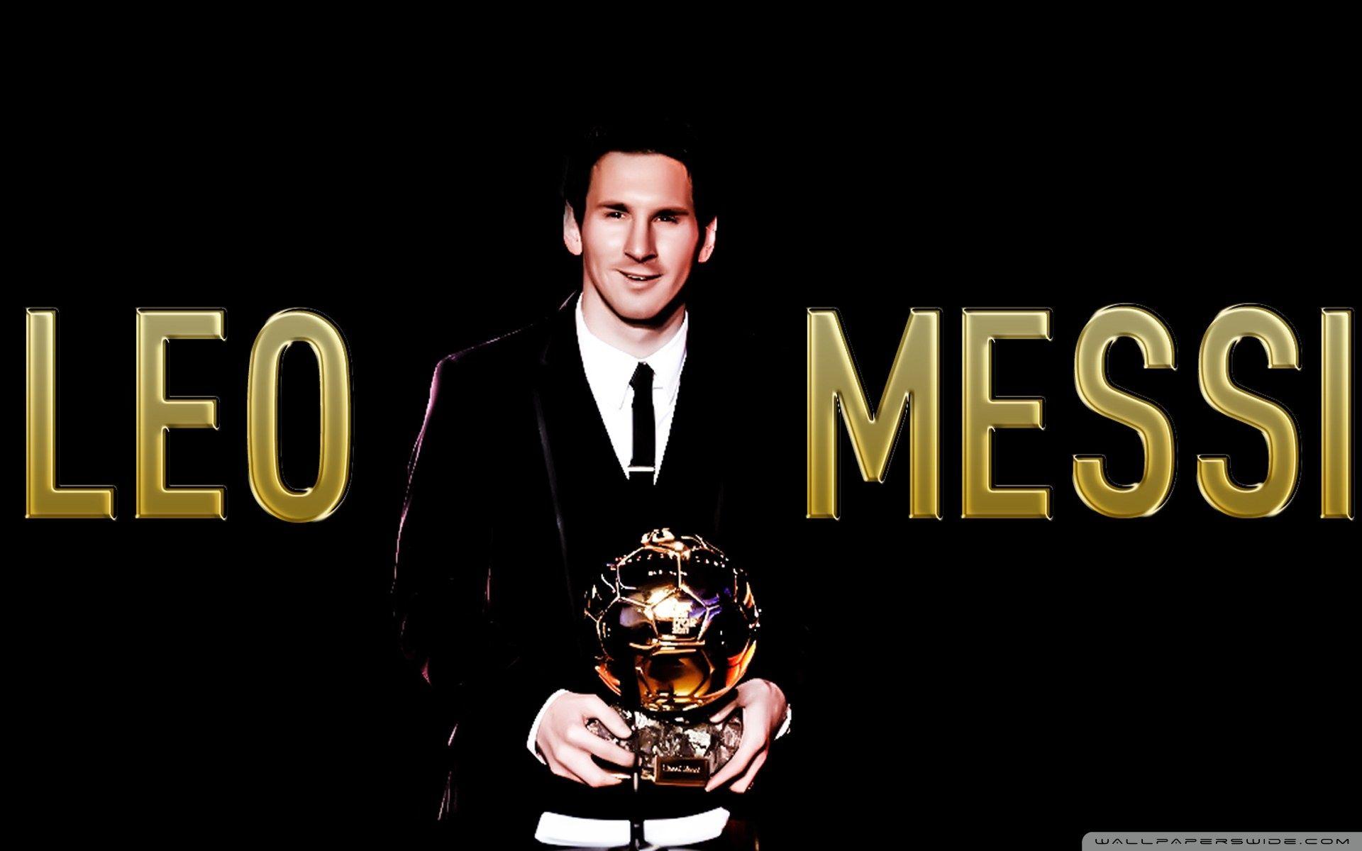 1920x1200 Messi With Ballon D'Or Wallpaper