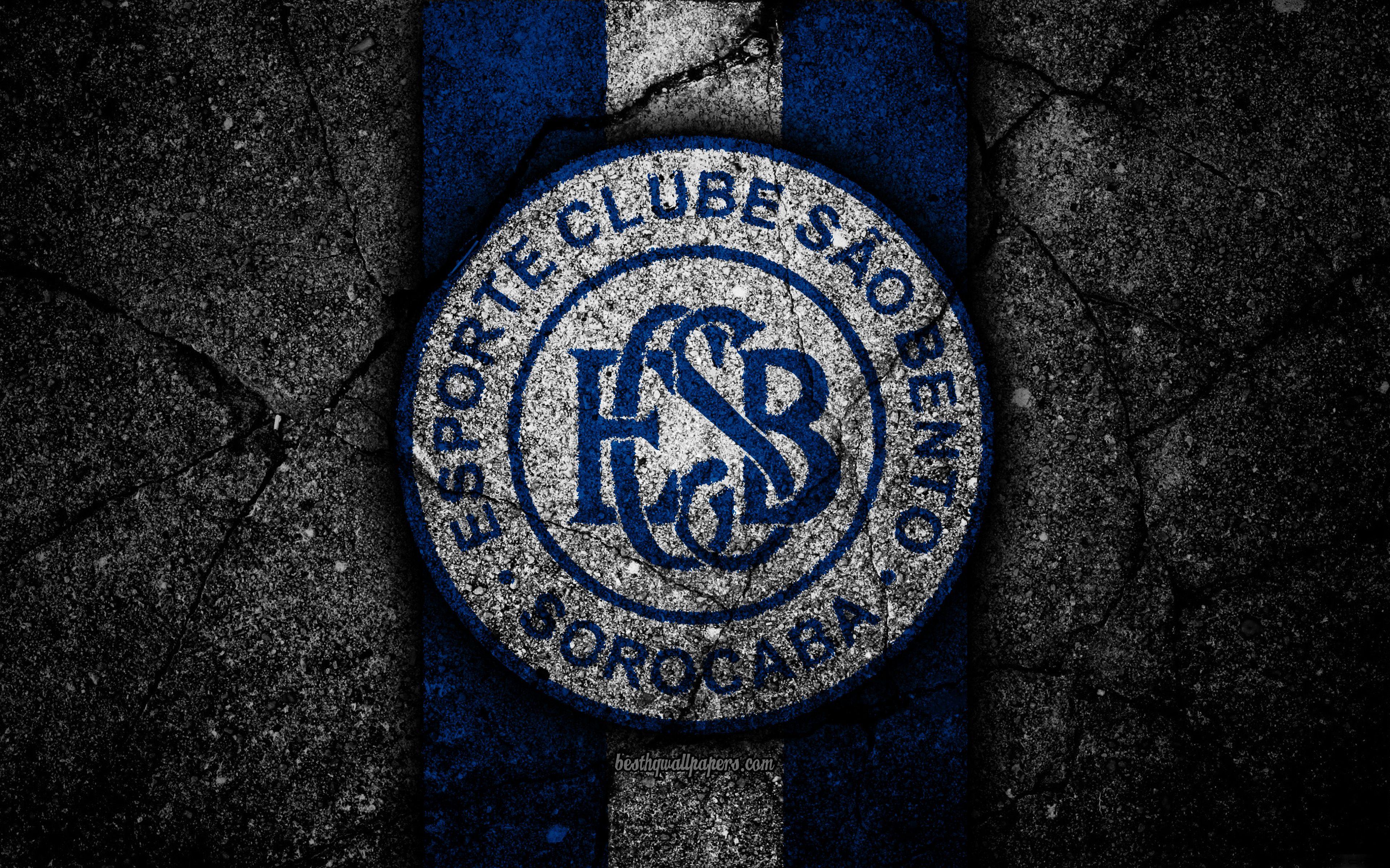3840x2400 Download wallpaper Sao Bento FC, 4k, logo, football, Serie B, black stone, soccer, Brazil, asphalt texture, Sao Bento logo, Esporte Clube Sao Bento, Brazilian football club for desktop with resolution 3840x2400. High
