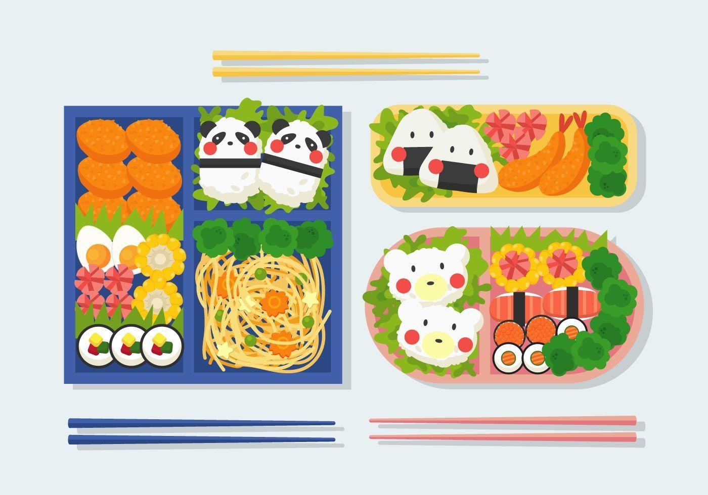 1400x980 Bento Box Illustration Free Vector Art, Stock Graphics & Image. Bento box, Japanese food illustration, Bento