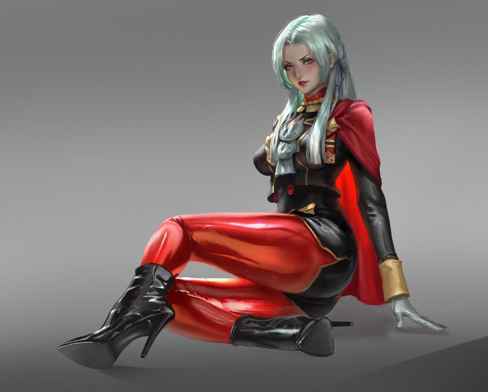 1920x1541 Anime Girls Simple Background Drawing Portrait Display Edelgard Von Hresvelg Fire Emblem Wallpaper:1920x1541