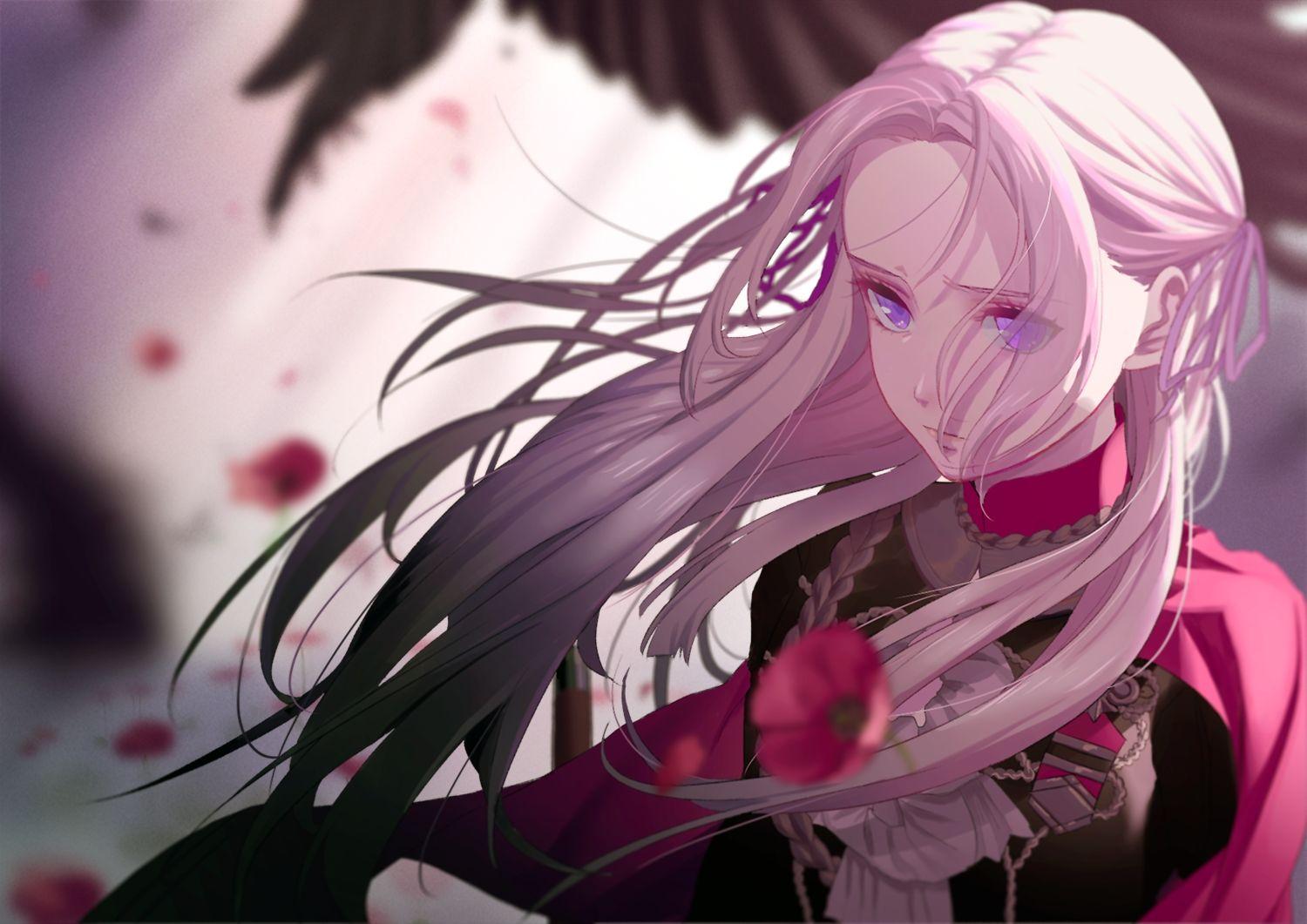 1500x1061 edelgard von hresvelg fire emblem flowers long hair mueririko pink hair purple eyes uniform. konachan.com.com Anime Wallpaper