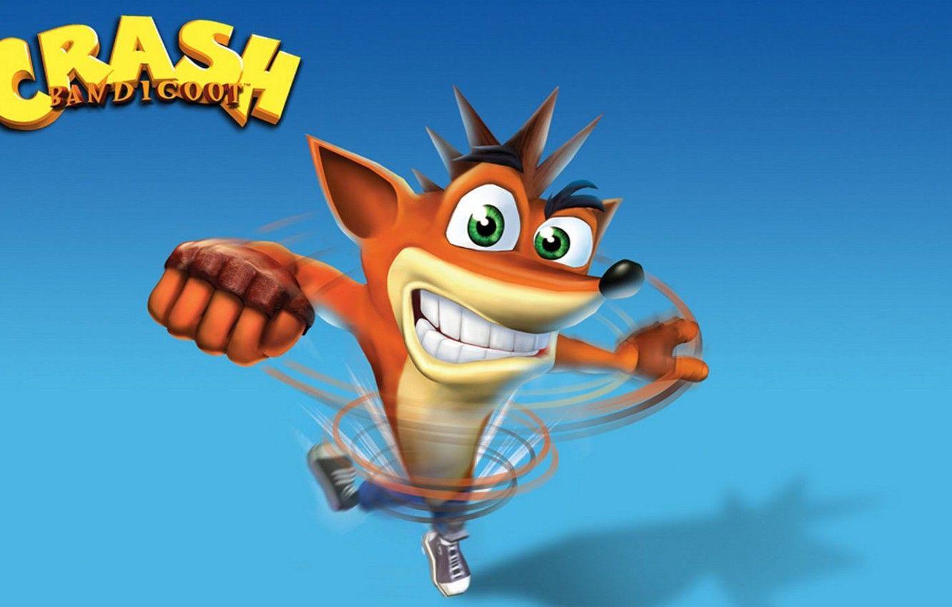 1332x850 Wallpaper Fox, Crash, blue background, Crash Bandicoot image for desktop, section игры