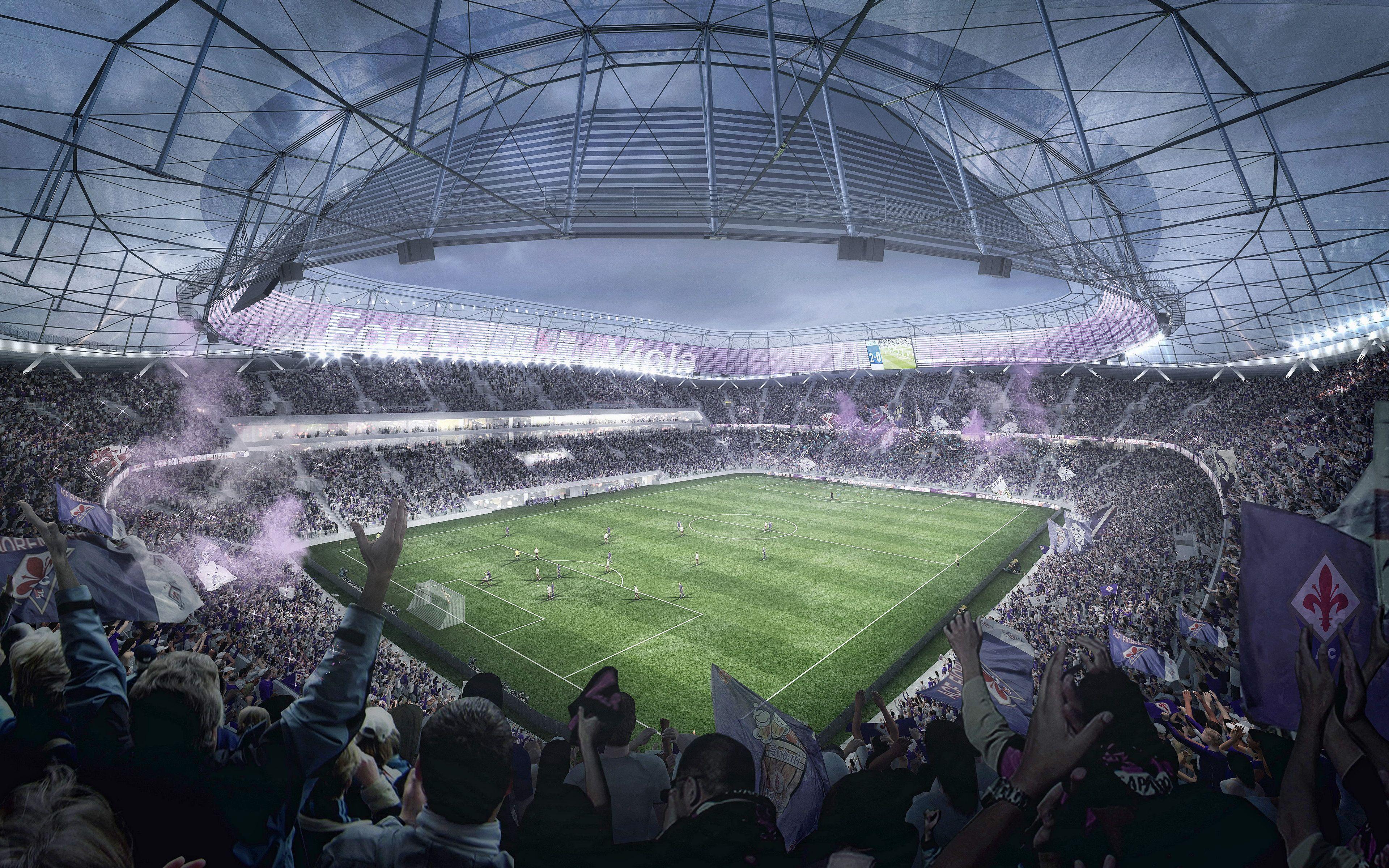 3840x2400 Download wallpaper Fiorentina New Stadium, 4k, fans, Fiorentina stadium, soccer, football stadium, Florence, Italy, ACF Fiorentina, italian stadiums for desktop with resolution 3840x2400. High Quality HD picture wallpaper