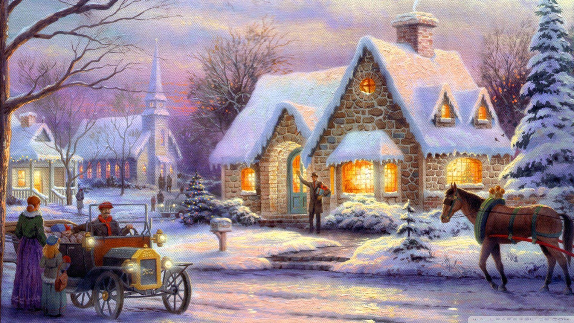 1920x1080 Christmas Thomas Kinkade Wallpaper 1920×1080