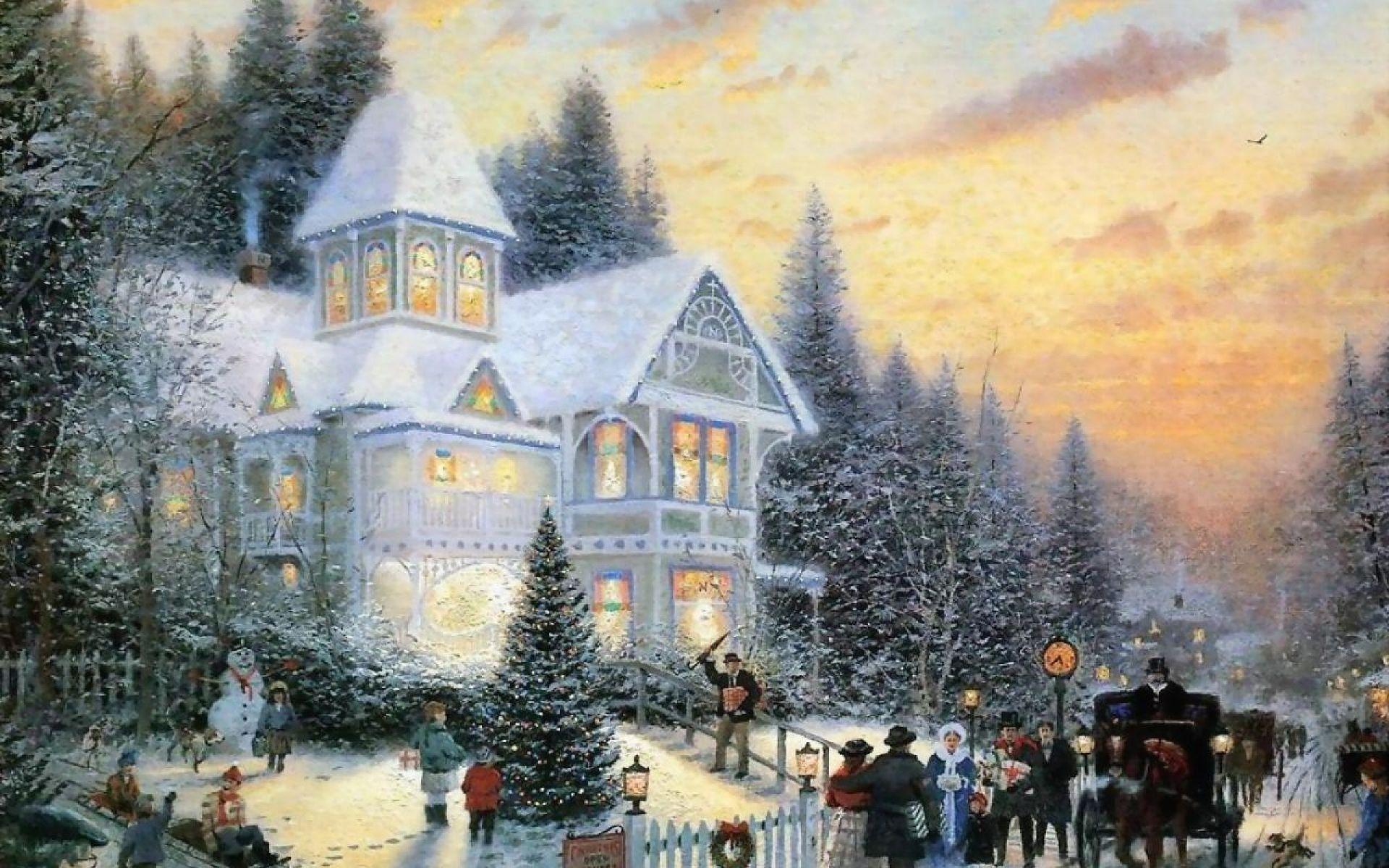 1920x1200 Christmas Thomas Kinkade Wallpaper 1920×1200