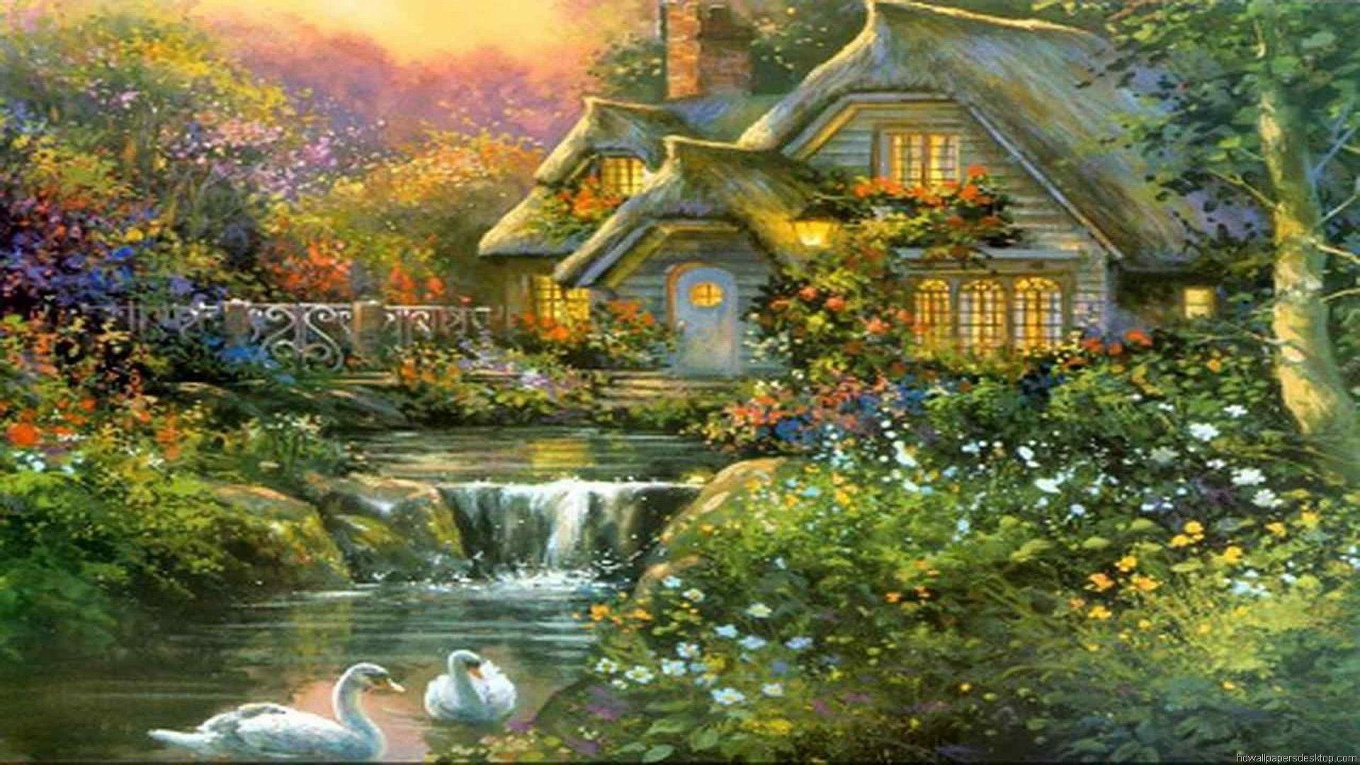 1920x1080 Thomas Kinkade Background Wallpaper
