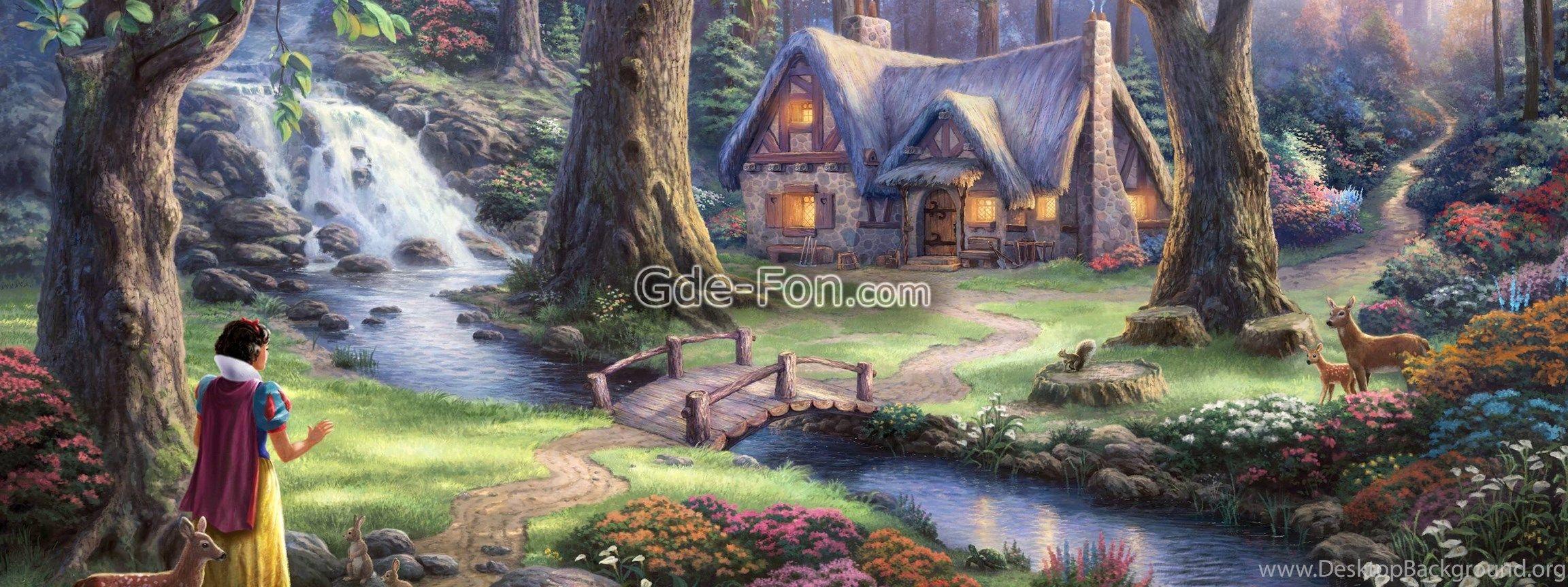2304x864 Free Thomas Kinkade Wallpaper For Desktop Desktop Background