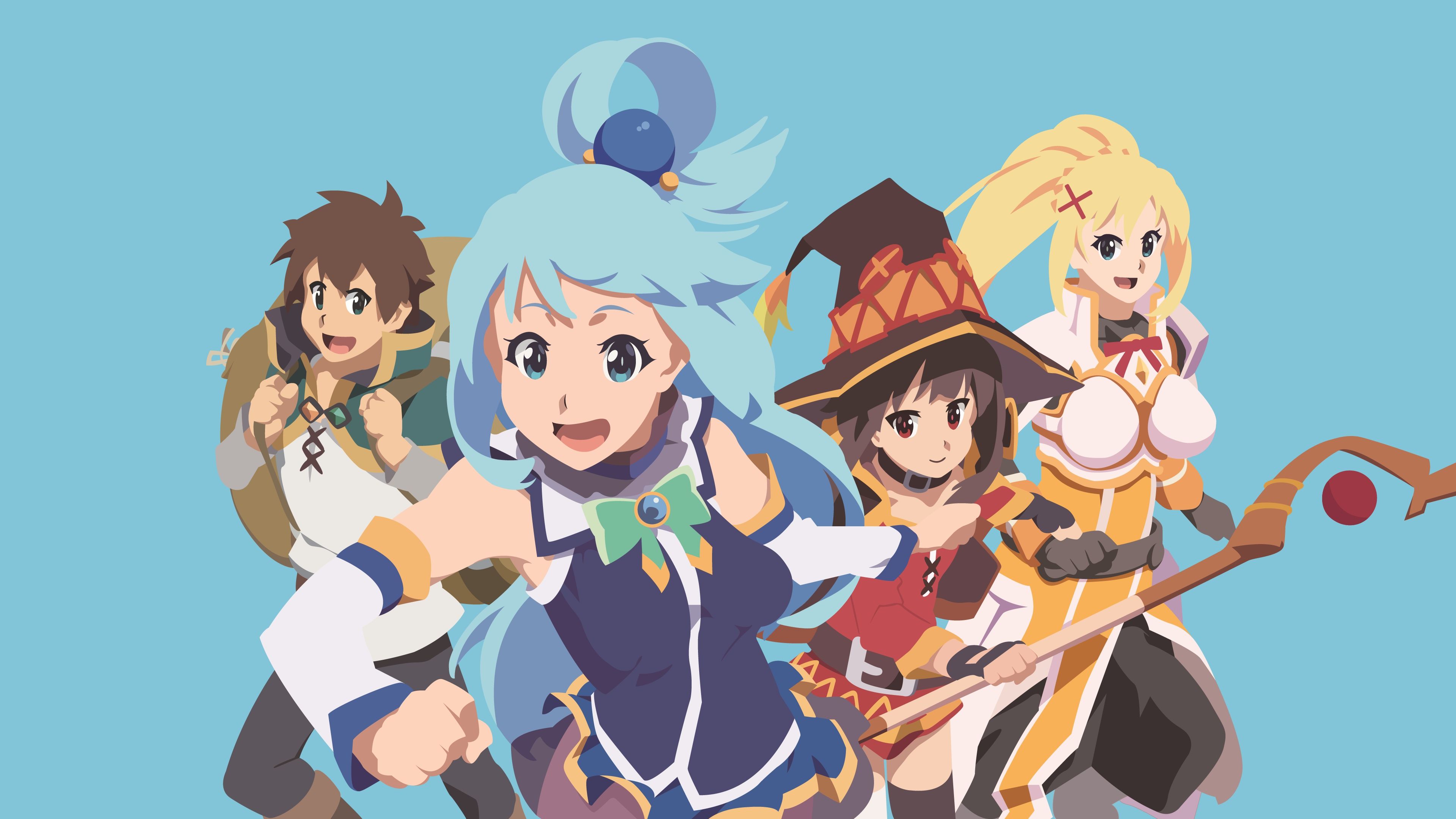 3840x2160 Wallpaper anime, art, characters, vector graphics, Kono Subarashii Sek'ai Is Shukufuku Wo! for mobile and desktop, section сёнэн, resolution 3840x2160