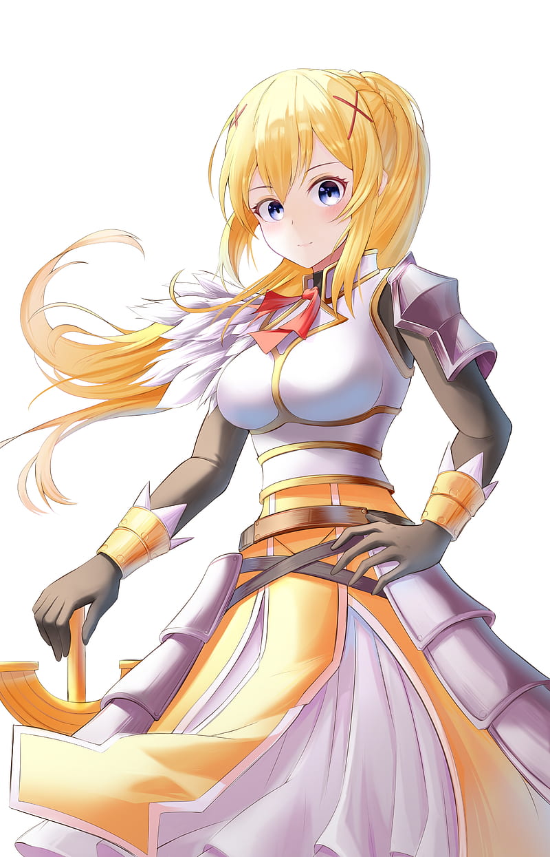 800x1245 Kono subarashii sekai ni shukufuku wo, darkness, yellow hair, armor, Anime, HD phone wallpaper