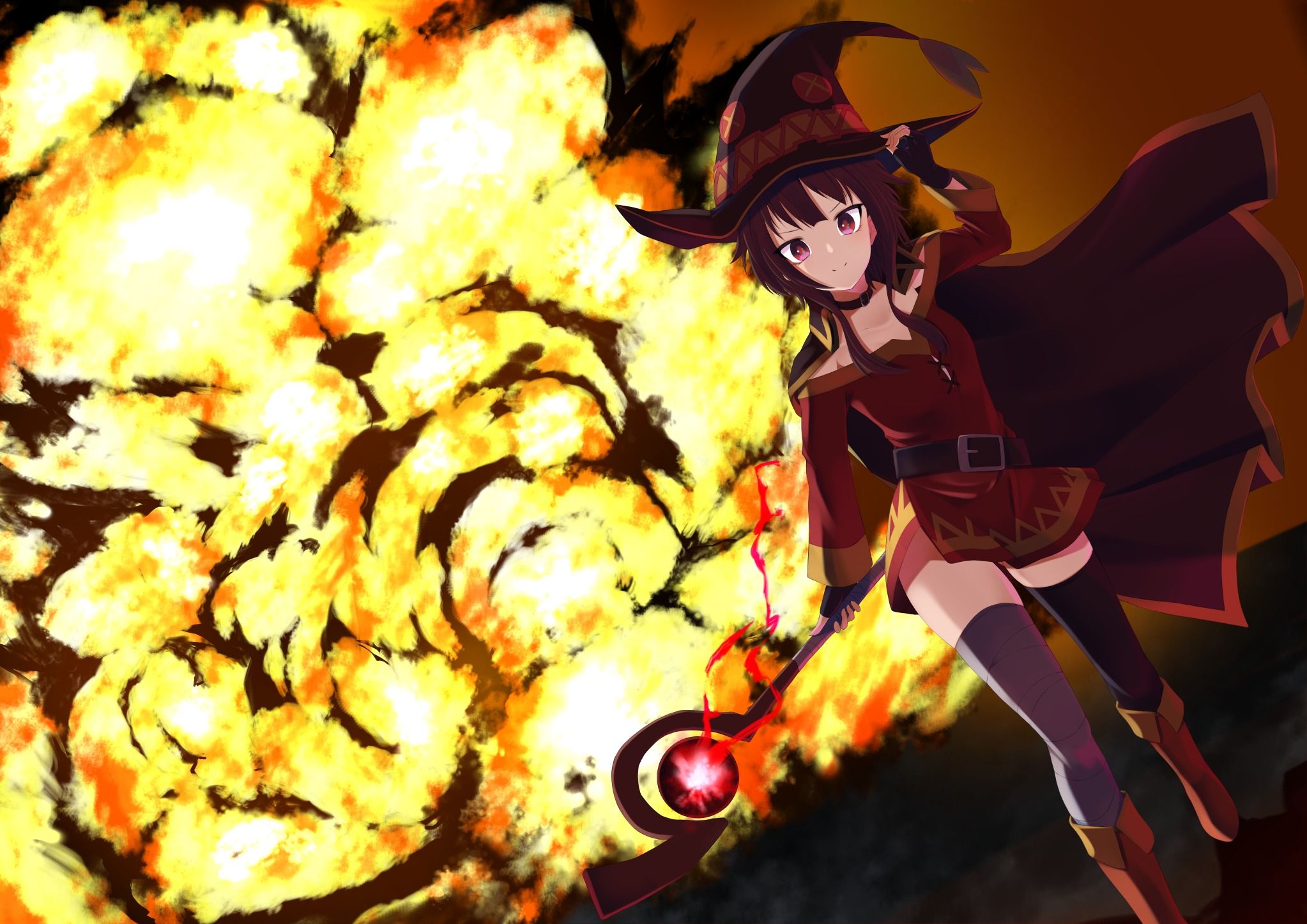 2046x1447 Wallpaper girl, the explosion, anime, art, Megumin, kono subarashii sek'ai is shukufuku wo for mobile and desktop, section прочее, resolution 2046x1447
