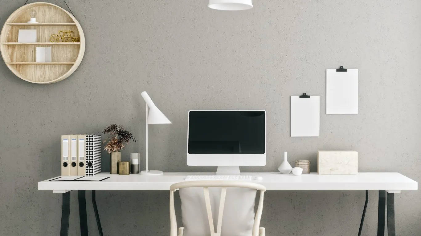 1366x768 Clean And Modern Office Setup Wallpaper