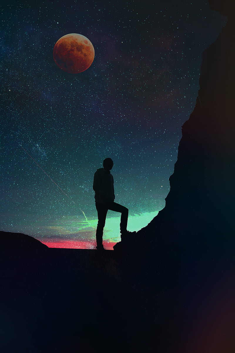 800x1202 On top of the world, human, moon, graphy, hop, silhouette, space, travel, HD phone wallpaper