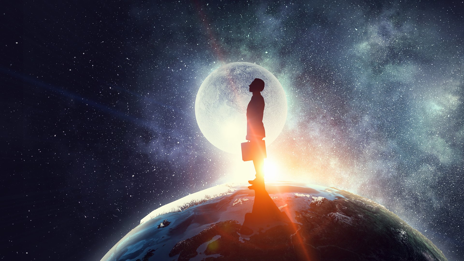 1920x1080 11 7 CH Silhouette Of Man Top Of The World With Bag Looking Up Of The Book