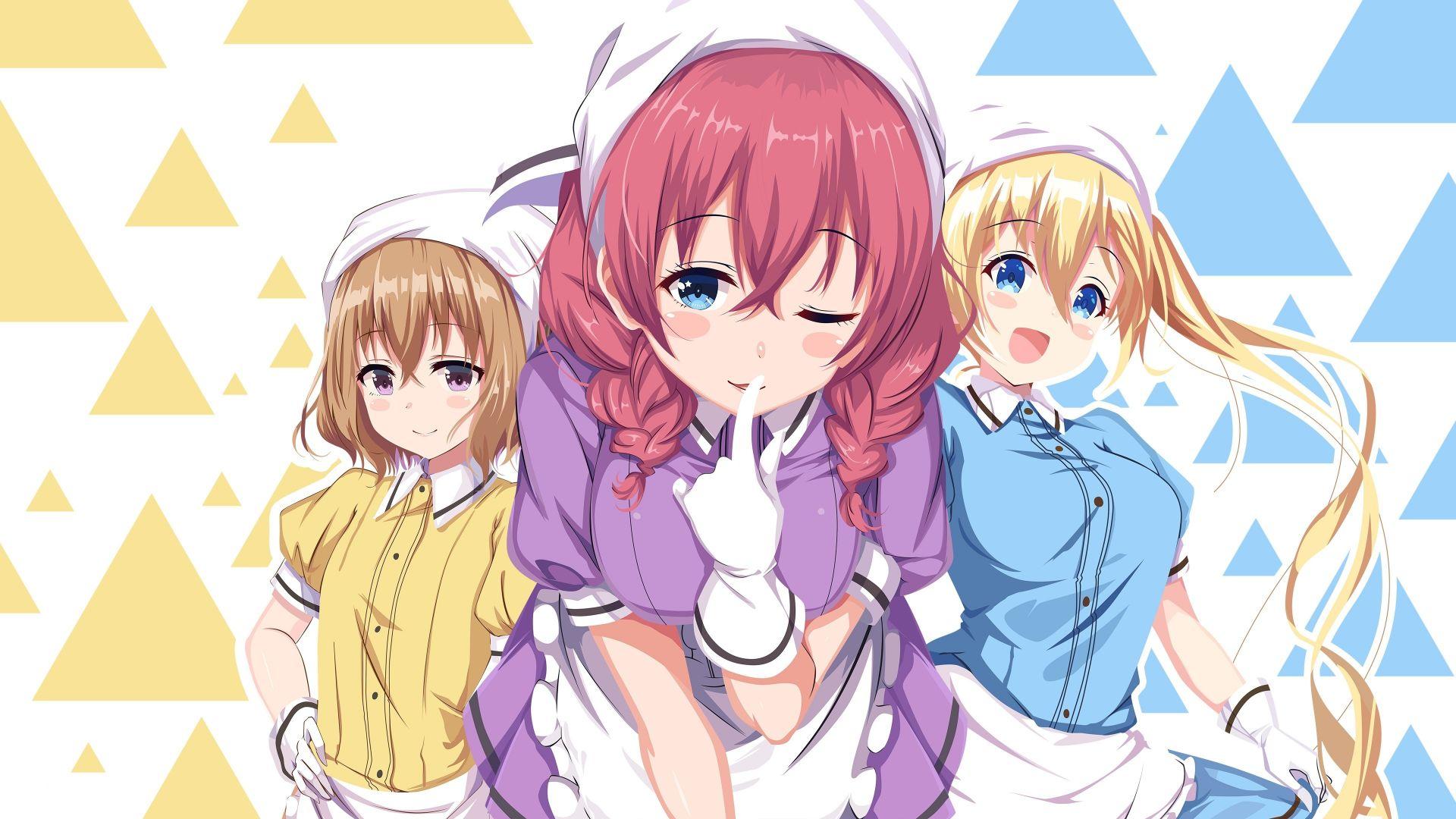 1920x1080 Desktop wallpaper kaho hinata, mafuyu hoshikawa, miu amano, blend s, maids, anime girls, HD image, picture, background, 9d119f