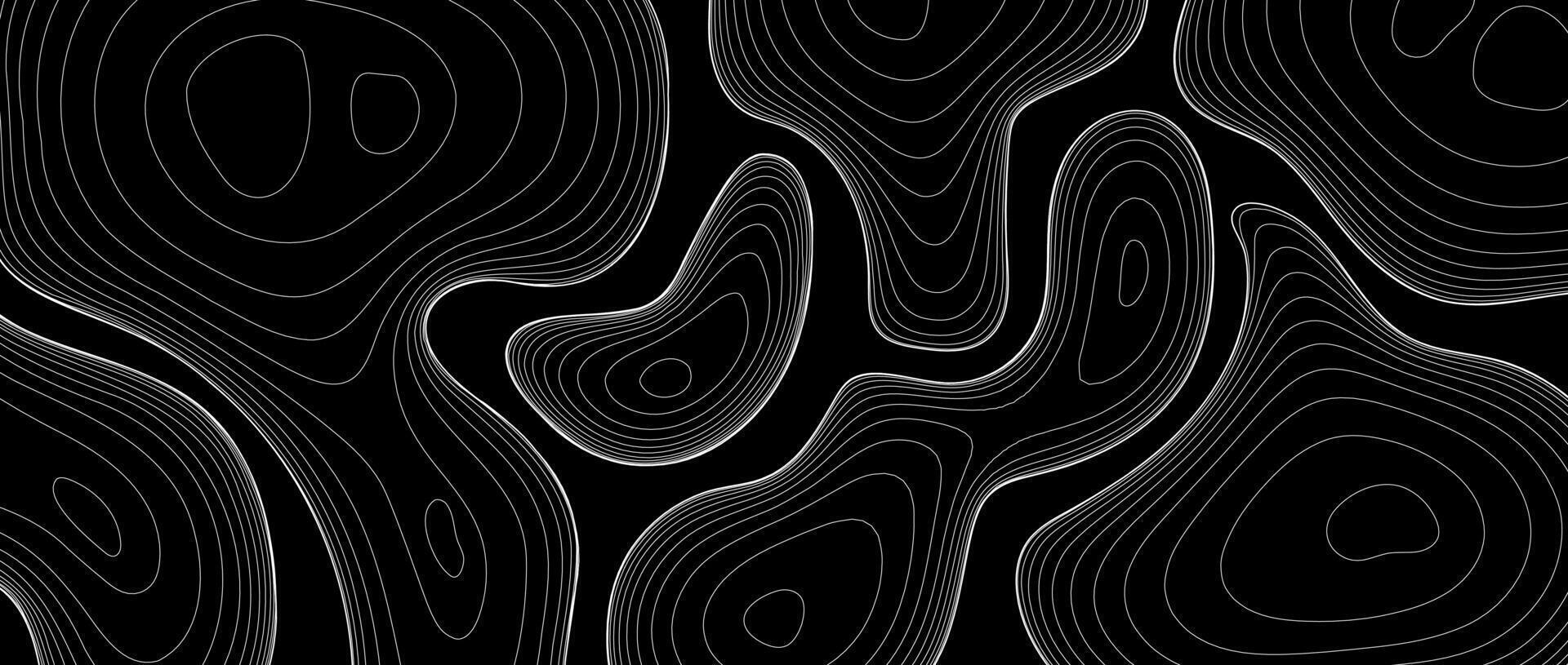 1920x815 Abstract line background. Topographic contour map concept. Black and white terrain outline pattern. Geographic design template wallpaper for poster, banner, print