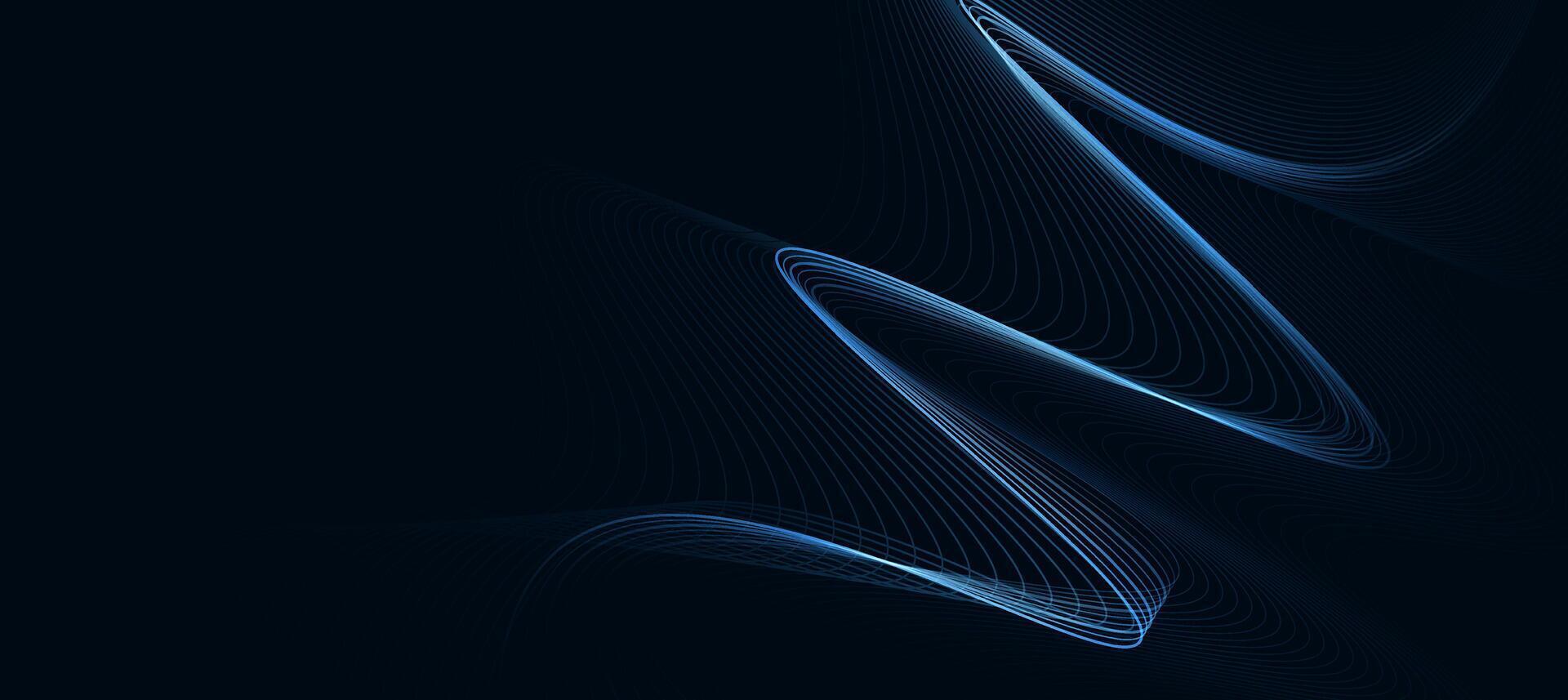1920x857 Modern Abstract Blue Wave On Dark Background, Tech Banner, Corporate Business Concept, Hi Tech Abstract Background, Illustration For Business Or Presentation