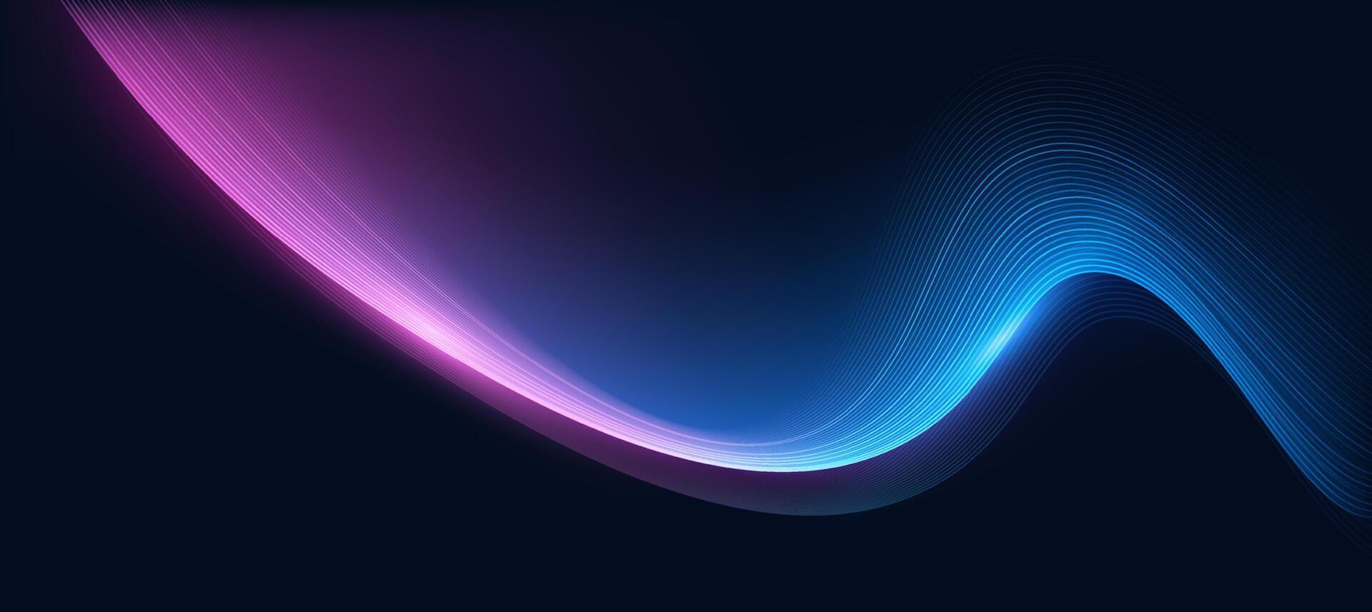 1920x857 Modern Abstract Neon Wave On Blue Dark Background, Tech Banner, Corporate Business Concept, Hi Tech Abstract Background, Illustration For Business Or Presentation