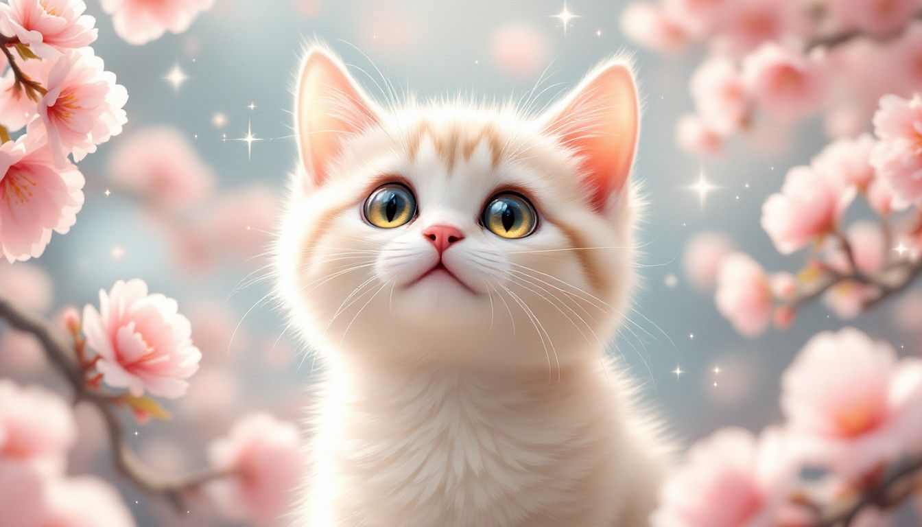 1344x768 Download Cherry Blossom Cat Image, Anime, Manga