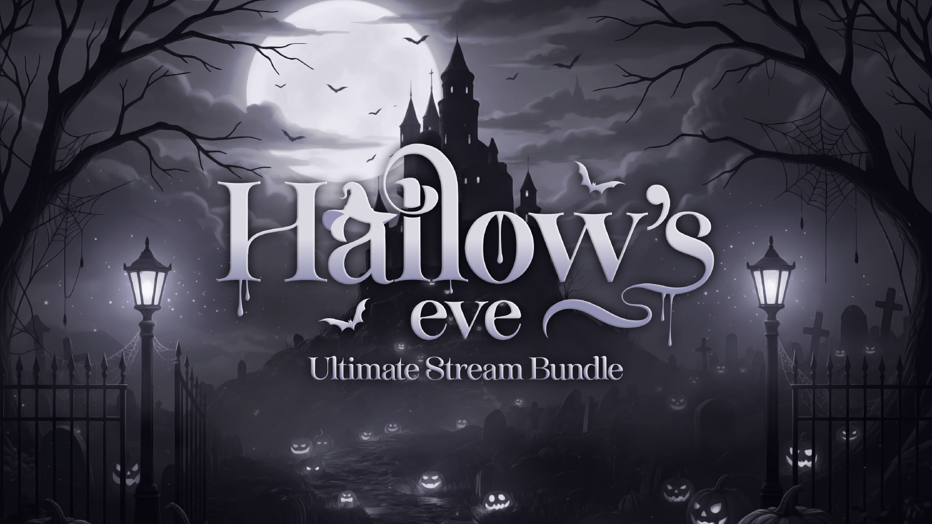 1920x1080 Stream Designz. Animated Dark Halloween. Stream Bundle. Hallows Evex1080. Twitch, Kick & YouTube. for OBS Studio