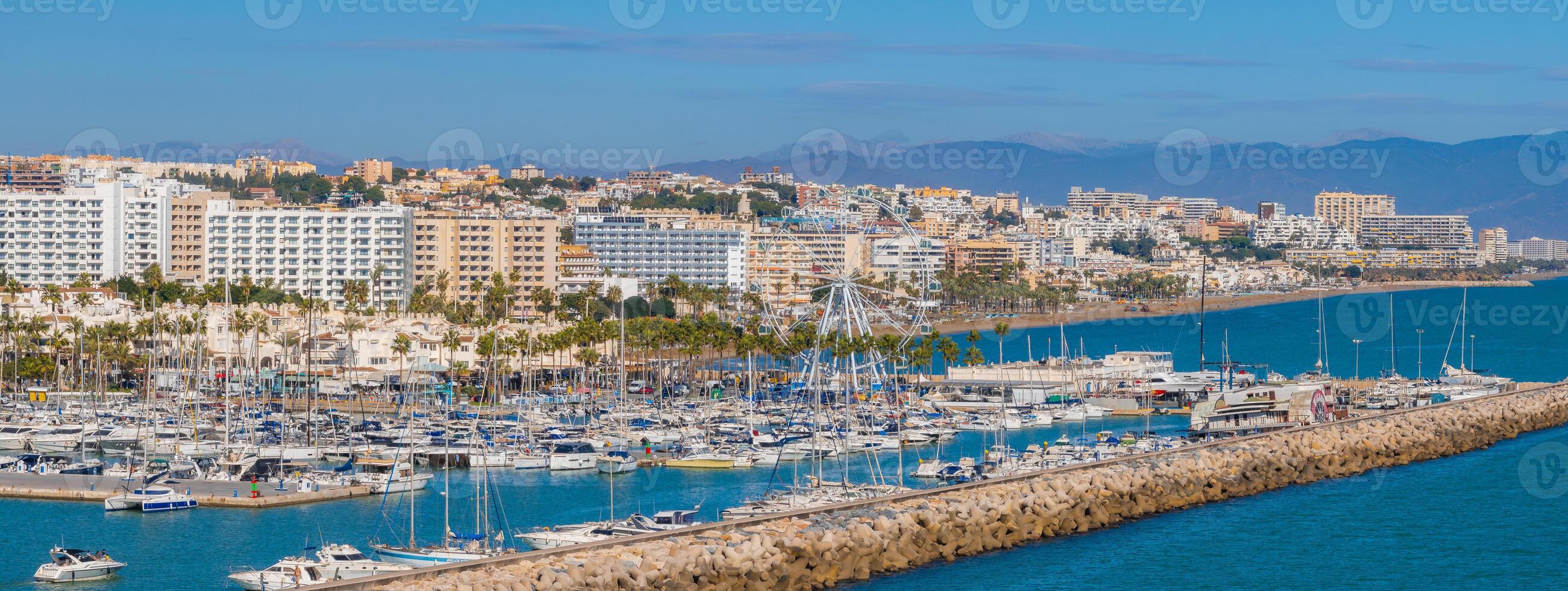 2601x980 Aerial View of Benalmadena's Coastline and Urban Landscape in Spain