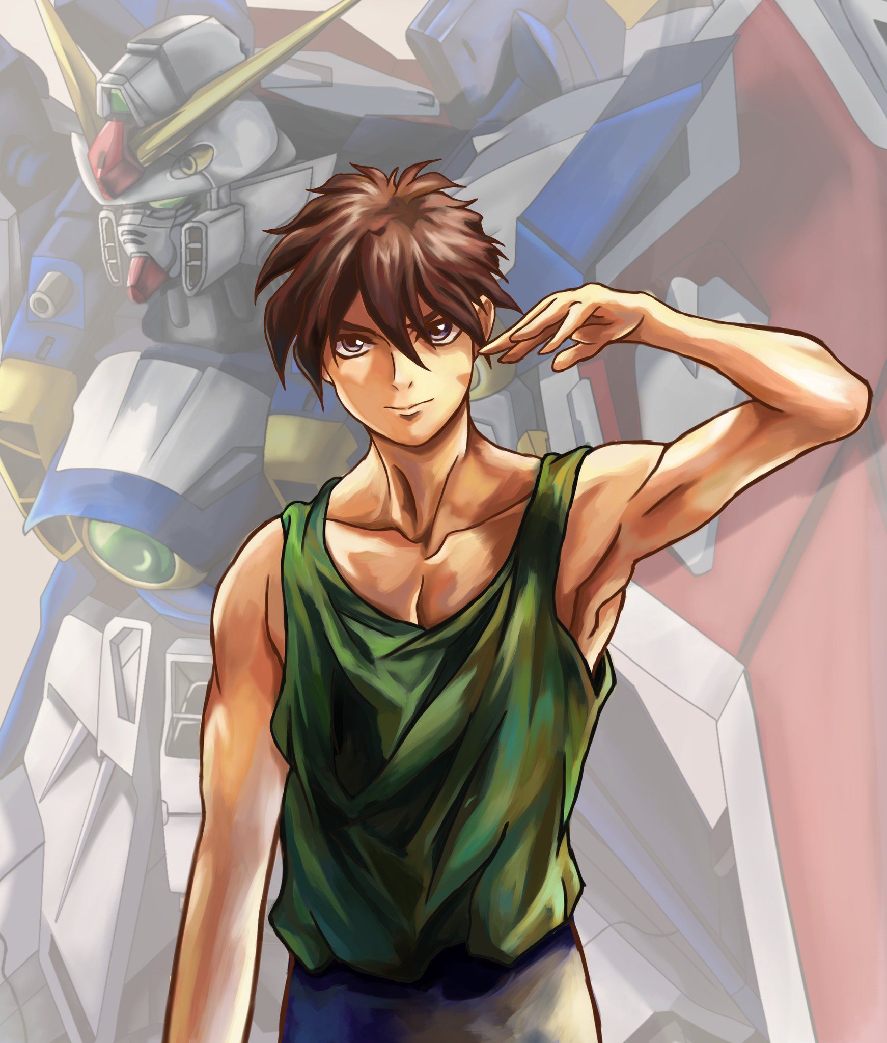 1742x2048 I drew Heero (and Wing Gundam)