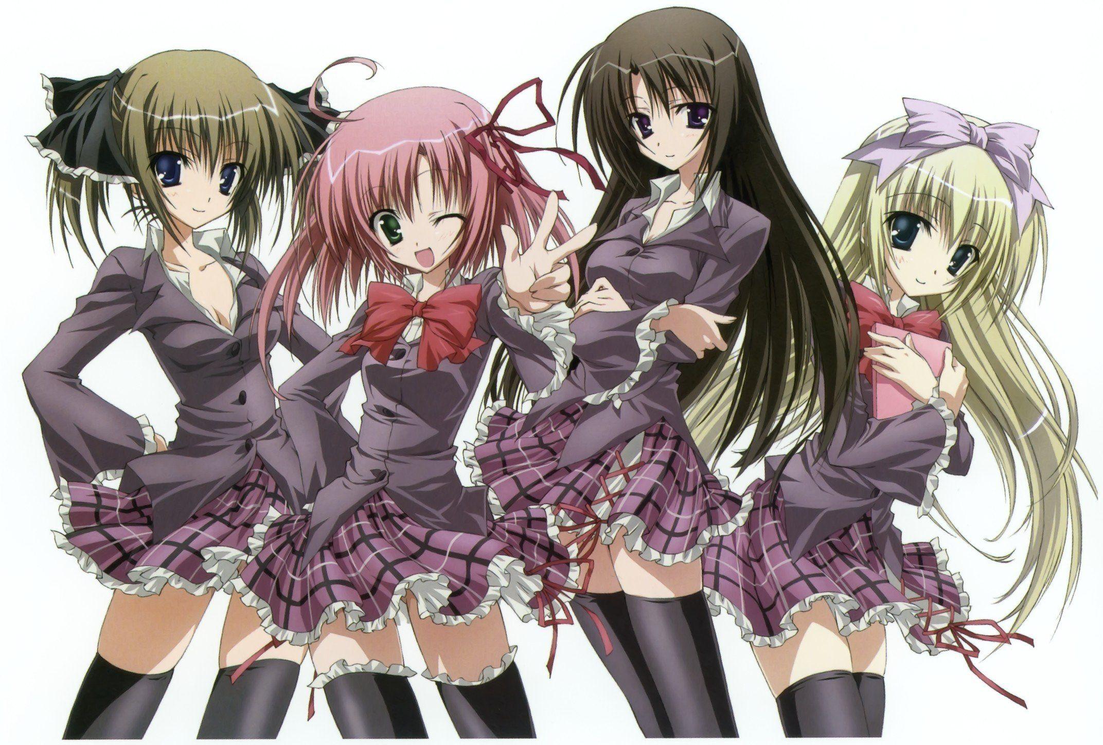 2144x1448 Seitokai no Ichizon, Anime girls, Kurimu Sakurano, Akaba Chizuru, Shiina Minatsu, Shiina Mafuyu, Thigh highs HD Wallpaper / Desktop and Mobile Image & Photo
