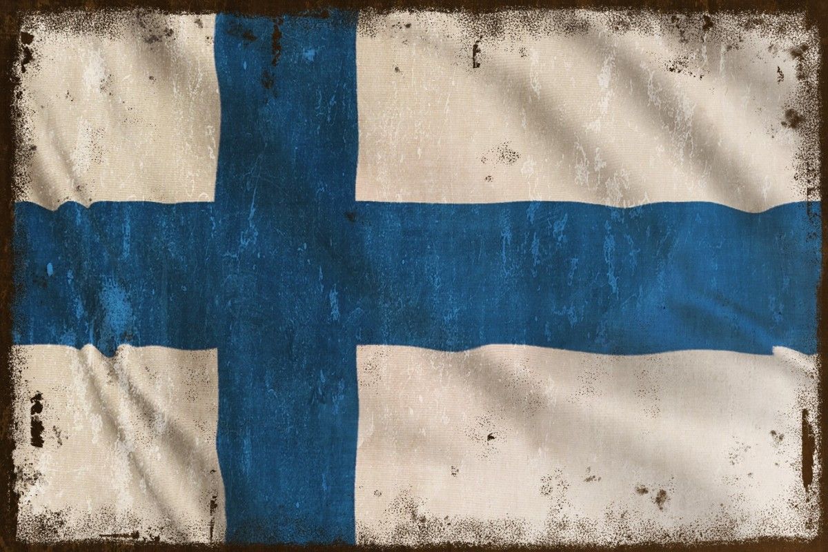 1200x800 Flag of Finland, siniristilippu, Blue Cross, Aged Look Image on a New Metal Sign