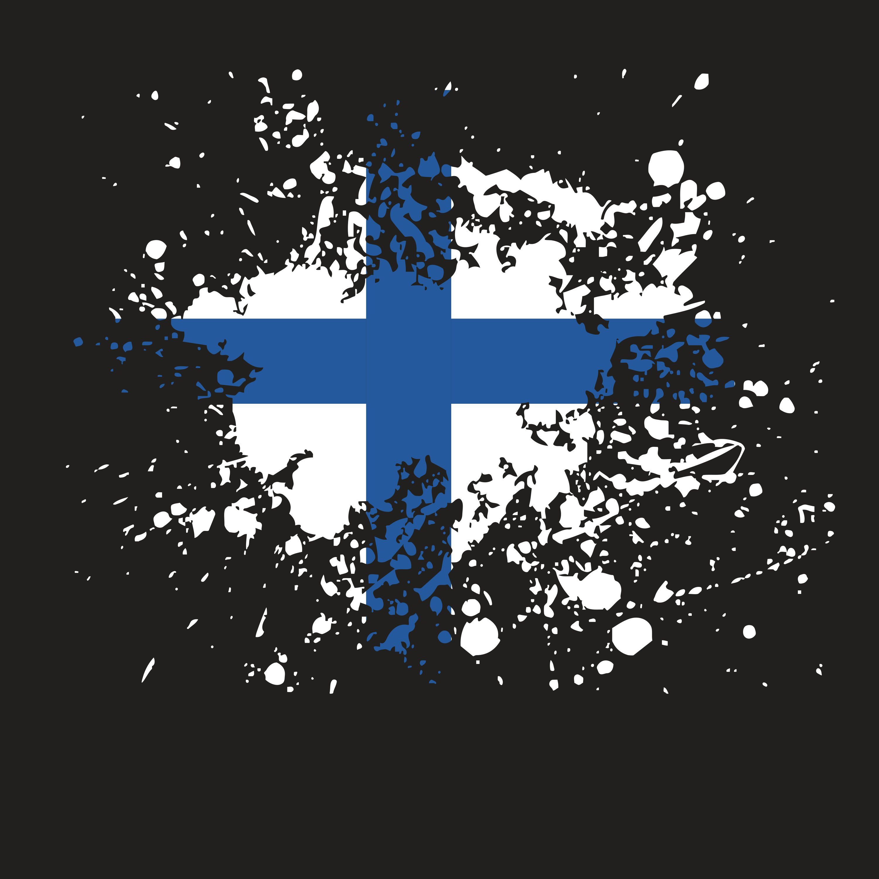 3000x3000 Finnish flag with paint splatters on black background Vector Illustration