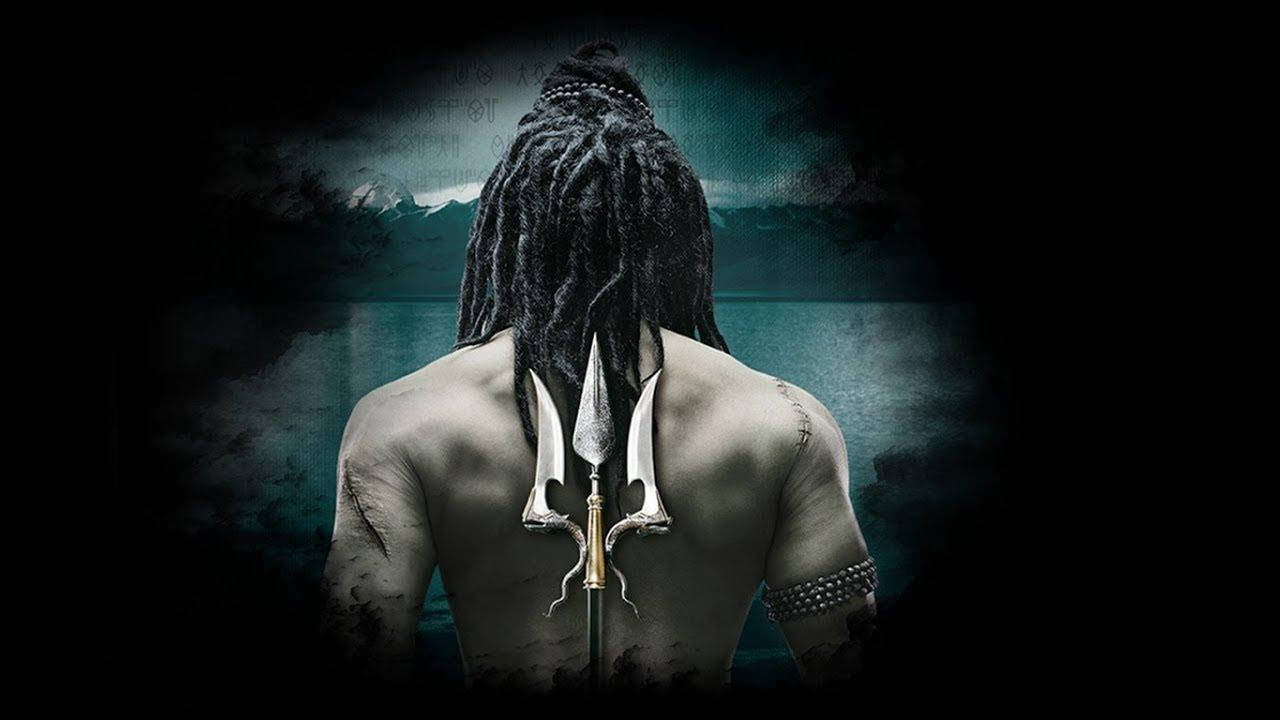 1280x720 Download Shiv Tandav Trident On Back Black Aesthetic Wallpaper