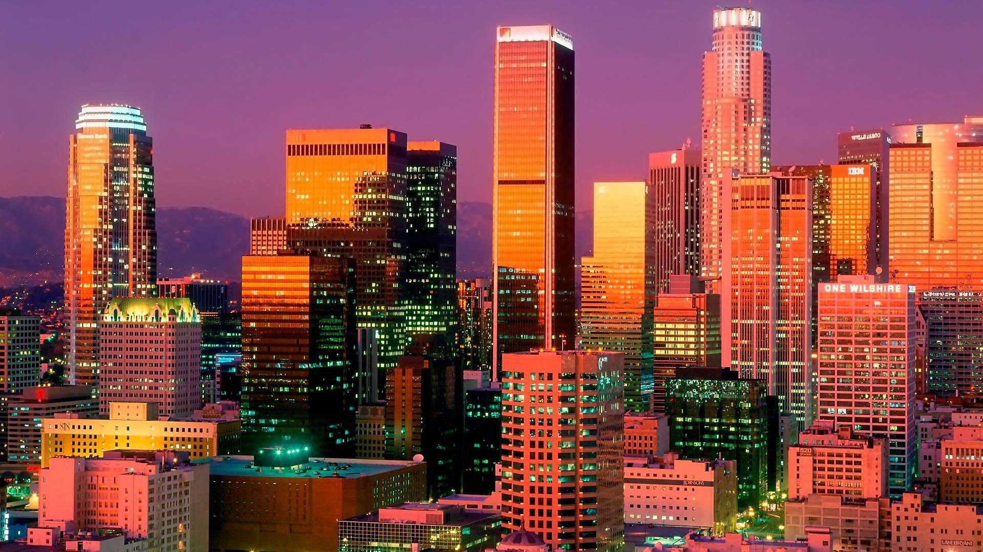 1920x1080 Download Wallpaper 1920x1080 los angeles, california, usa, city lights, skyscrapers Full HD 1080p HD Background