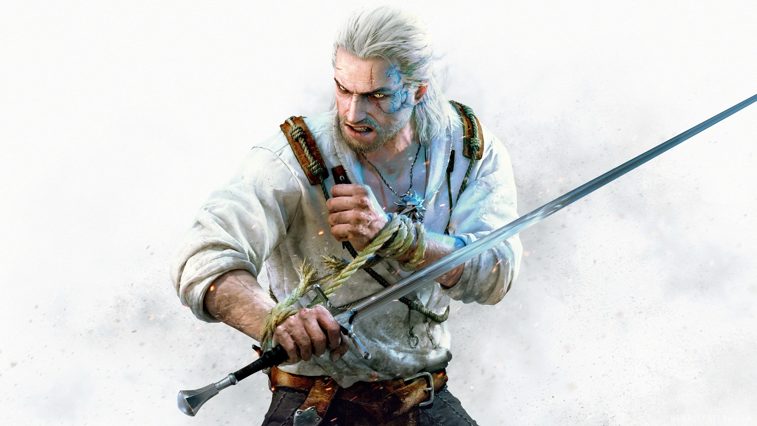 2560x1440 Man holding sword HD wallpaper