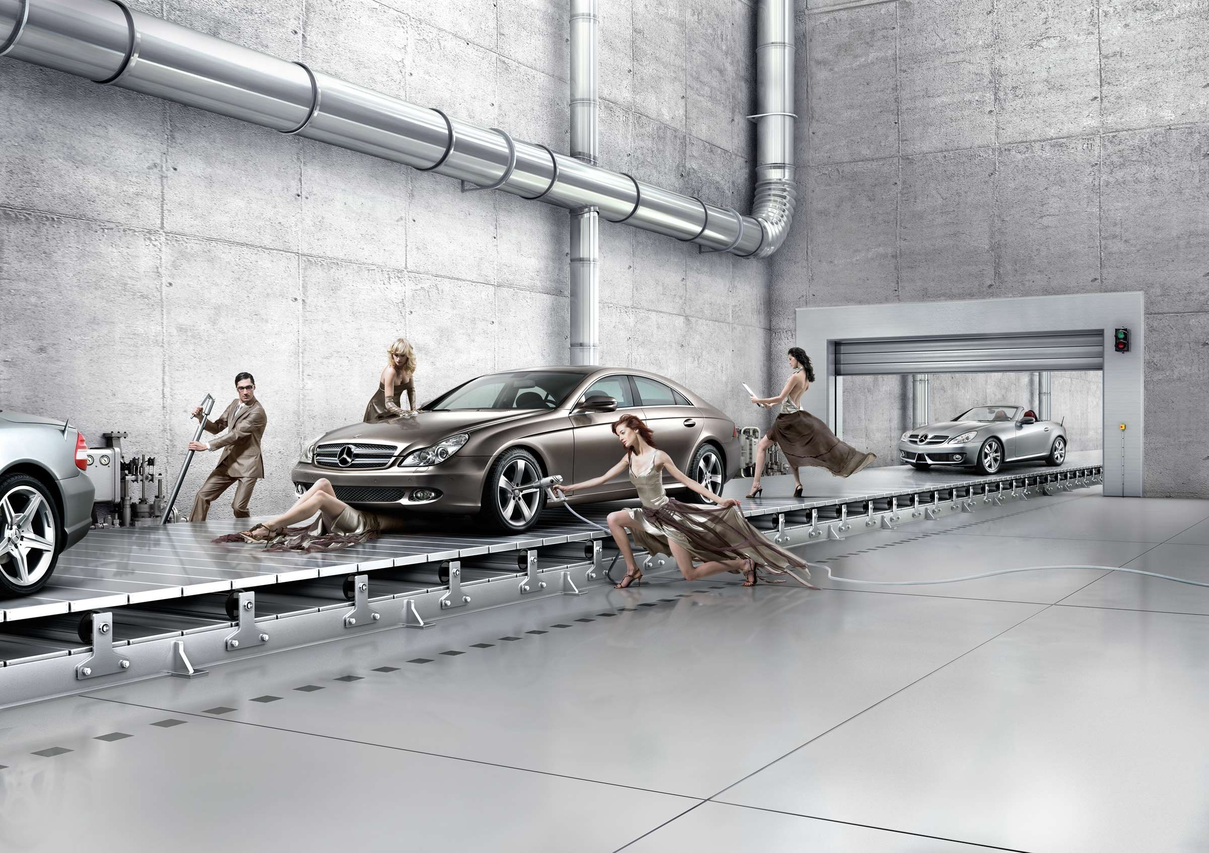 2400x1693 Wallpaper Mercedes Benz Assembly Line, Creative Background, car service modern for mobile and desktop, section mercedes, resolution 2400x1693