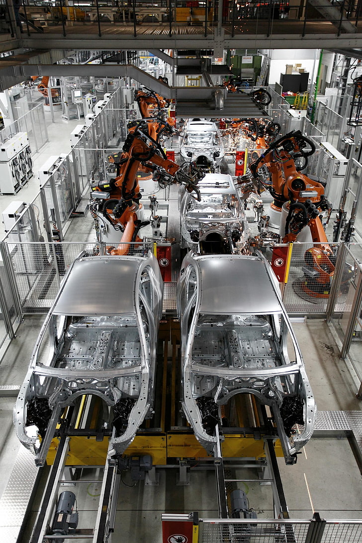 728x1092 HD wallpaper: 2010_bmw 5 series, car, production line, robot, factory, car plant