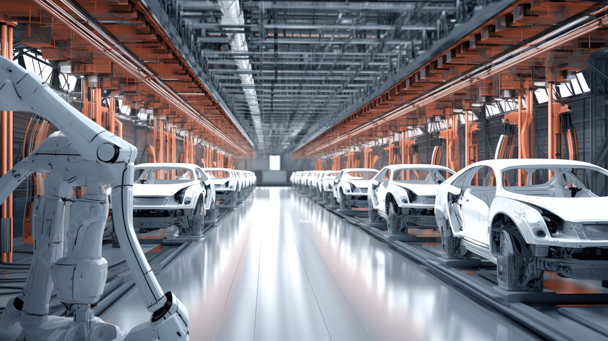 1200x673 Smart Factory 3D Illustration Robotics Revolutionizes Automobile Production Line, Car Factory, Car Manufacturing, Assembly Line Background Image And Wallpaper for Free Download