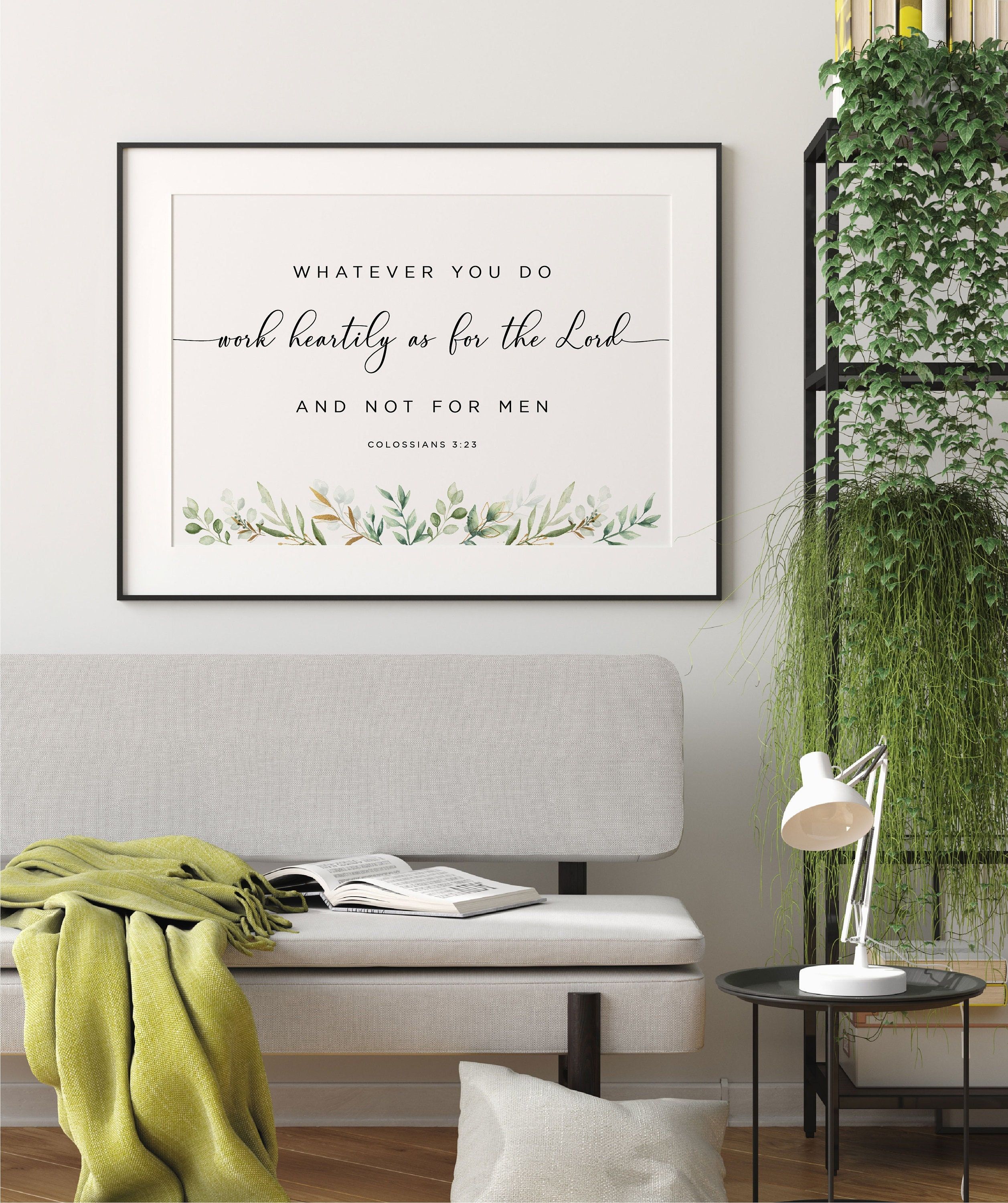 2514x3000 Colossians 3:23 Work Heartily Scripture Wall Art, Printable Wall Art, Bible Verse Digital Print, Horizontal Office Decor, 8x 16x 24x36