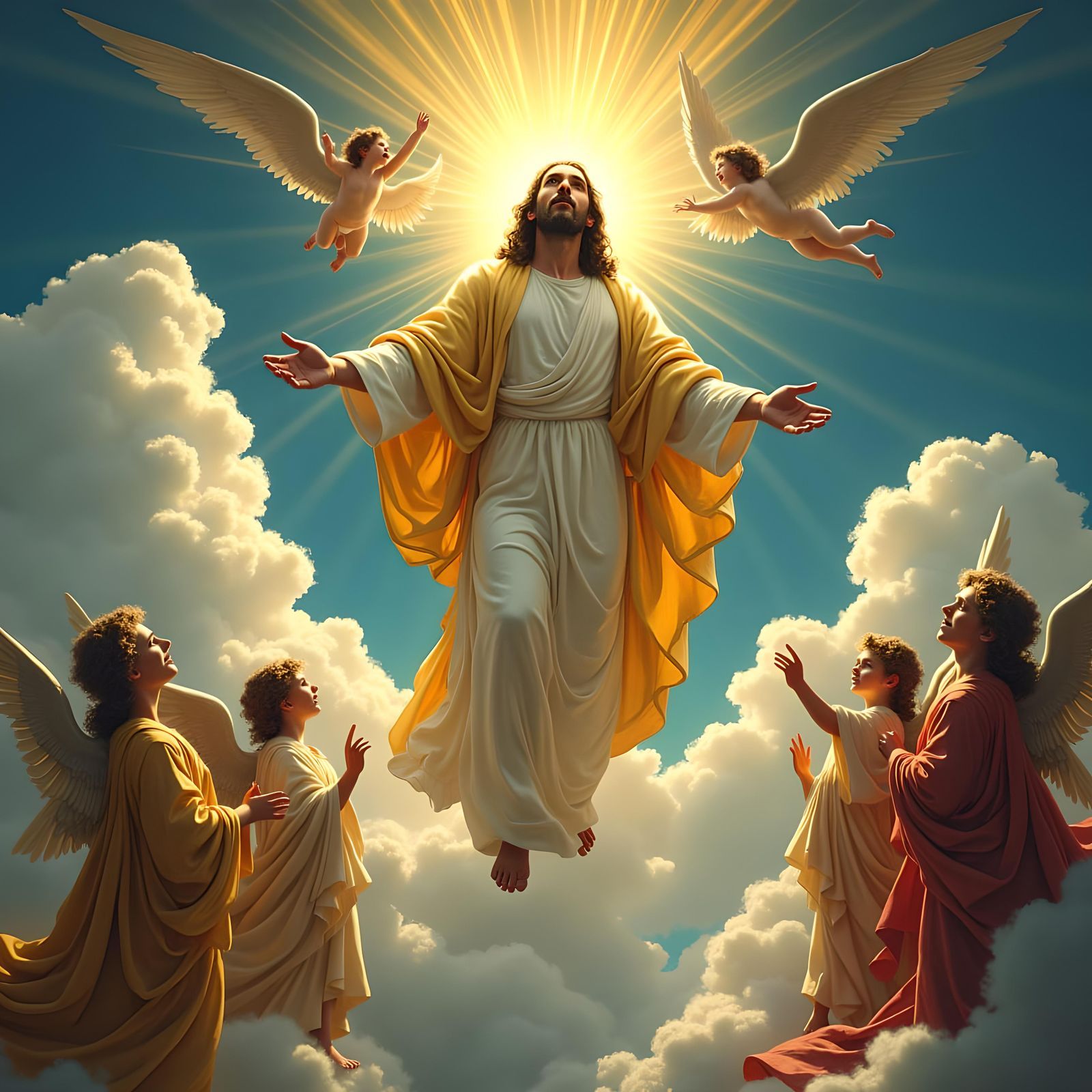 1600x1600 Jesus Ascending to Heaven in Doré Style