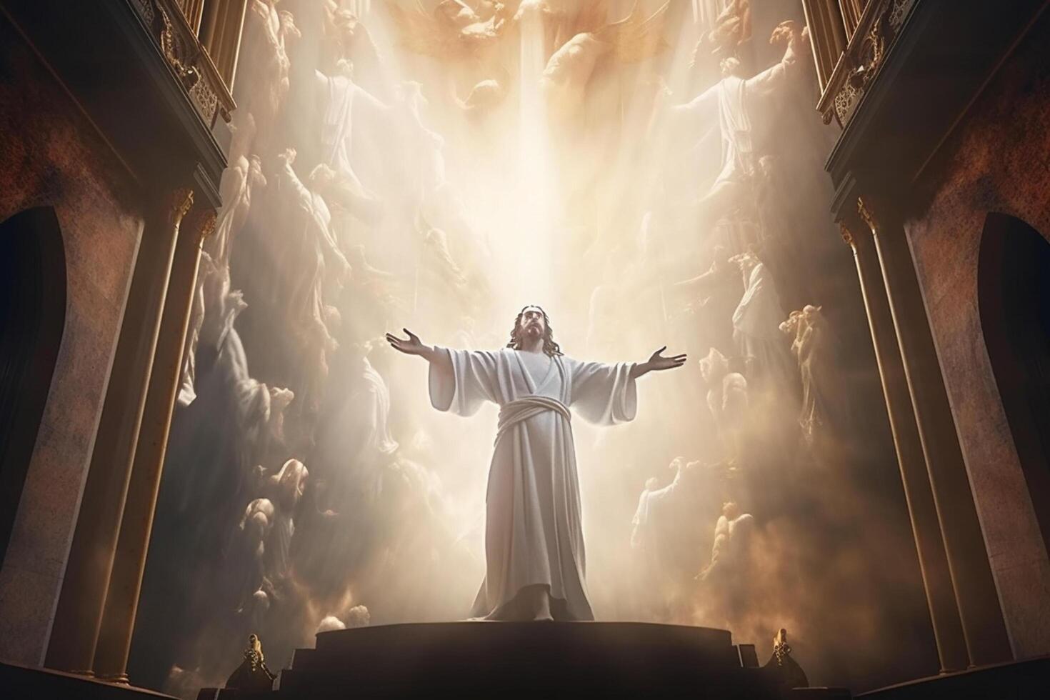 1470x980 Ascension day of jesus christ or resurrection day of son of god. Good friday. Ascension day concept in church by