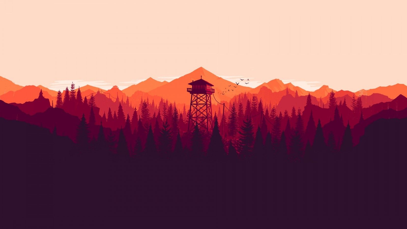 1600x900 HD Forest Illustration Wallpaper