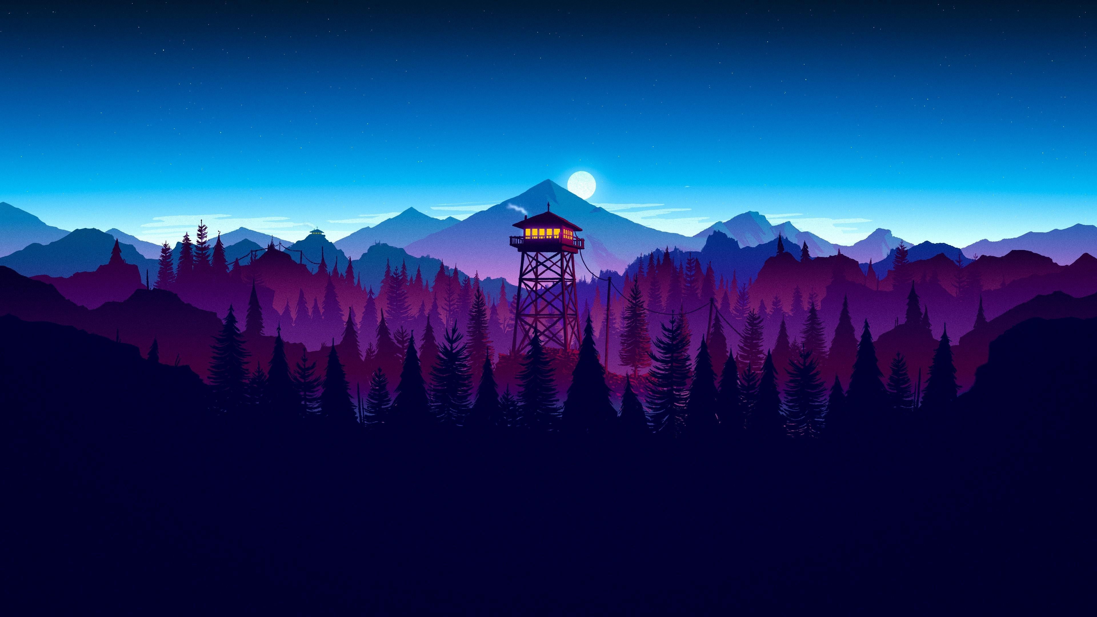 3840x2160 Forest Drawing Wallpaper