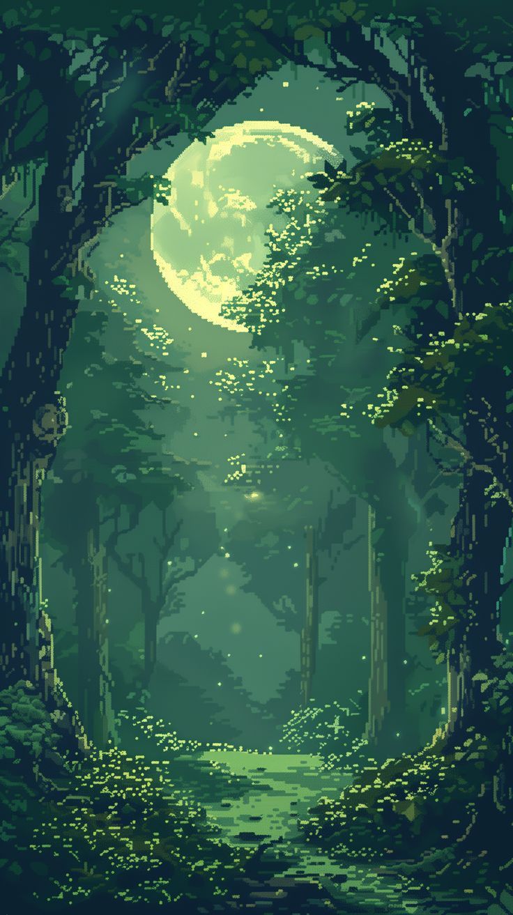 736x1313 Moonlit forest background. Moonlit forest drawing, Moonlit forest pixel art, Scenery wallpaper