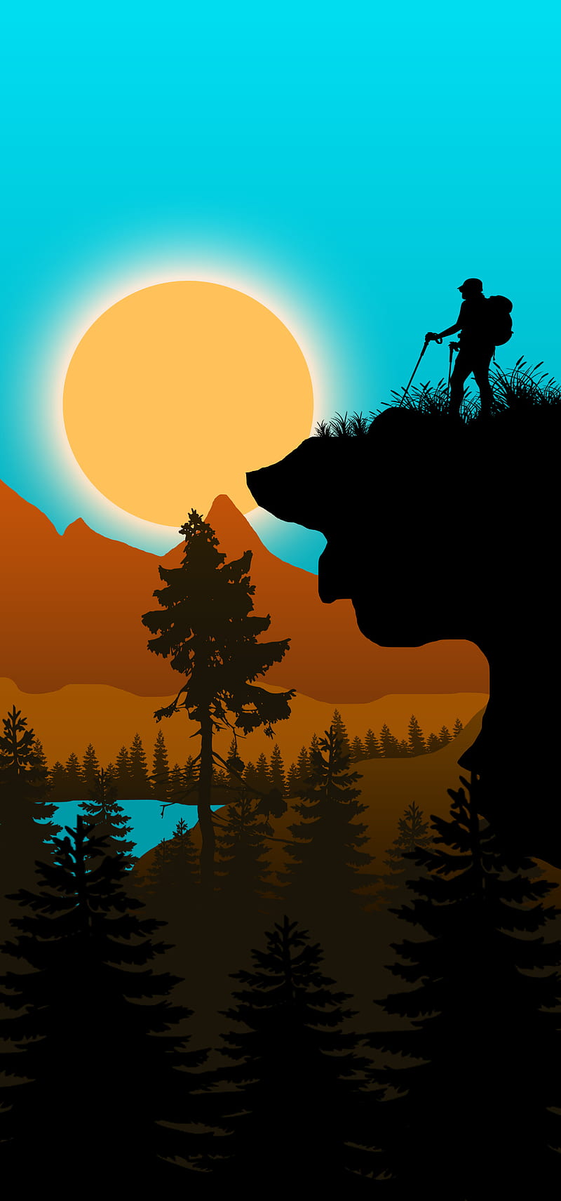 800x1711 HD natural draw forest wallpaper