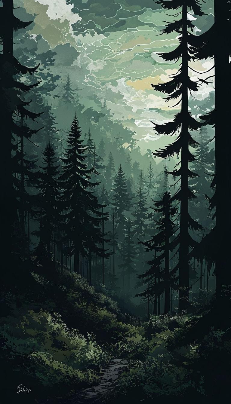 768x1344 Free customizable forest drawing templates