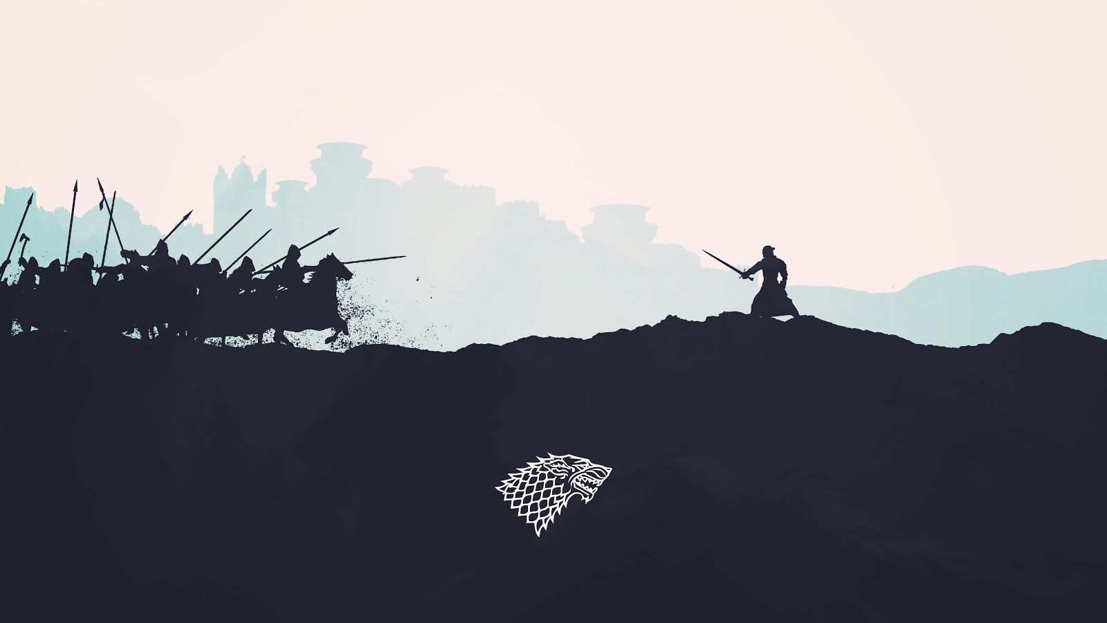 1600x900 Game of Thrones Stark Logo Minimalist 8K 4K Wallpaper HD