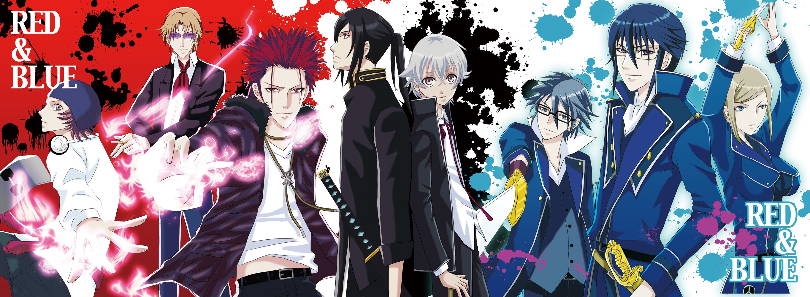 2729x1000 K Project Heroes: Seri, Yashiro, Reisi & Crew HD Anime Wallpaper by 都邇未埜乃 (pixiv)x1000
