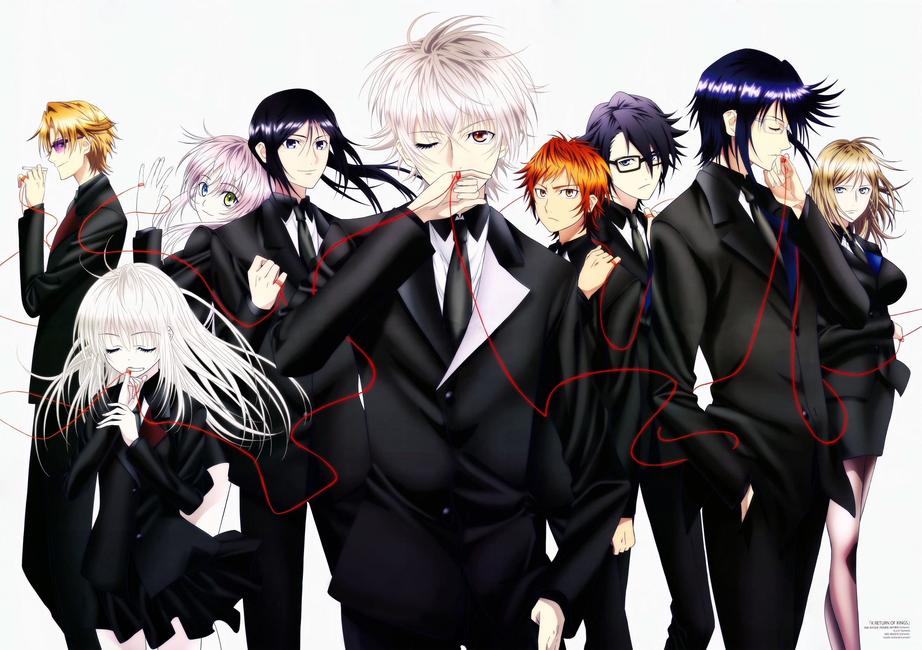 3000x2114 Wallpaper nothing, K Project, Munakata Thigh, Yata Misaki, Fushimi Saruhiko, Yatogami Kuroh, Awashima Seri, Kusanagi Izumo for mobile and desktop, section сёнэн, resolution 3000x2114