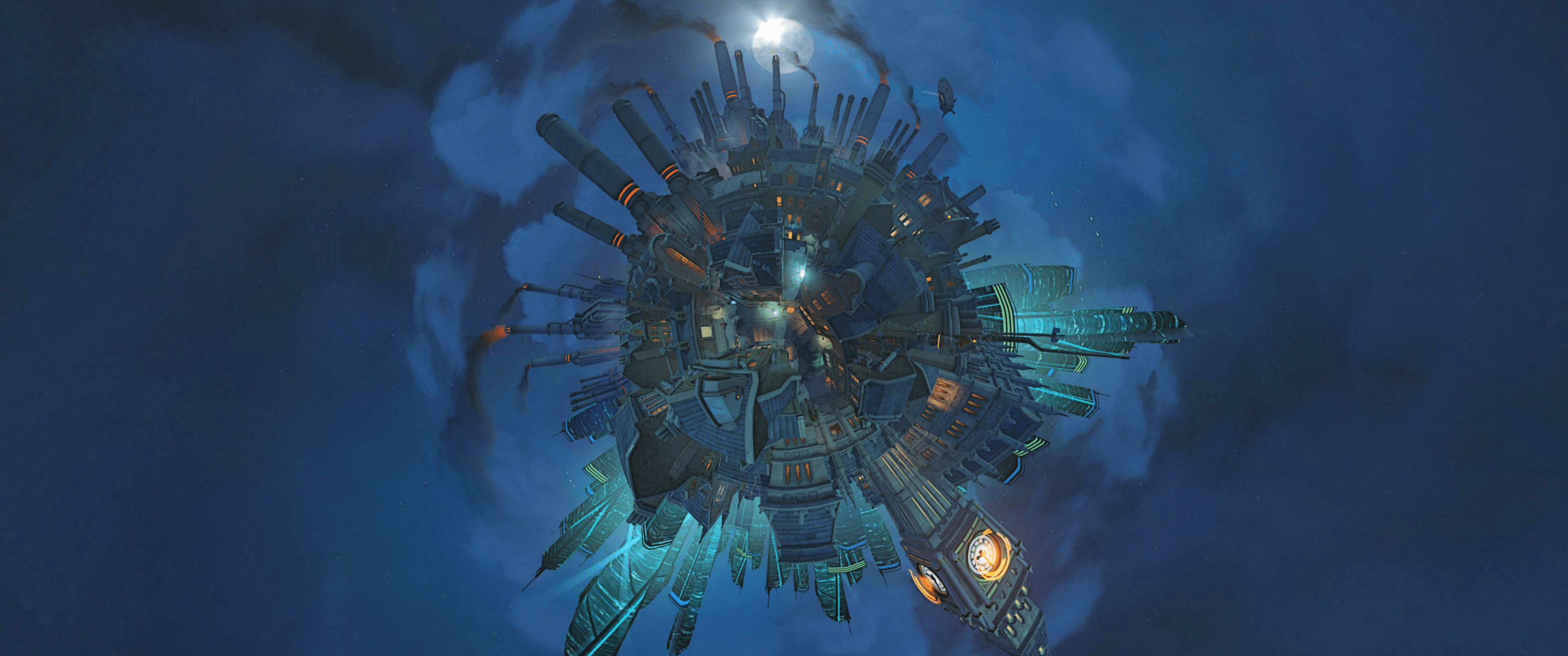 3440x1440 Download 3440x1440 Overwatch, Artwork, Moon, Night, Cyberpunk Wallpaper