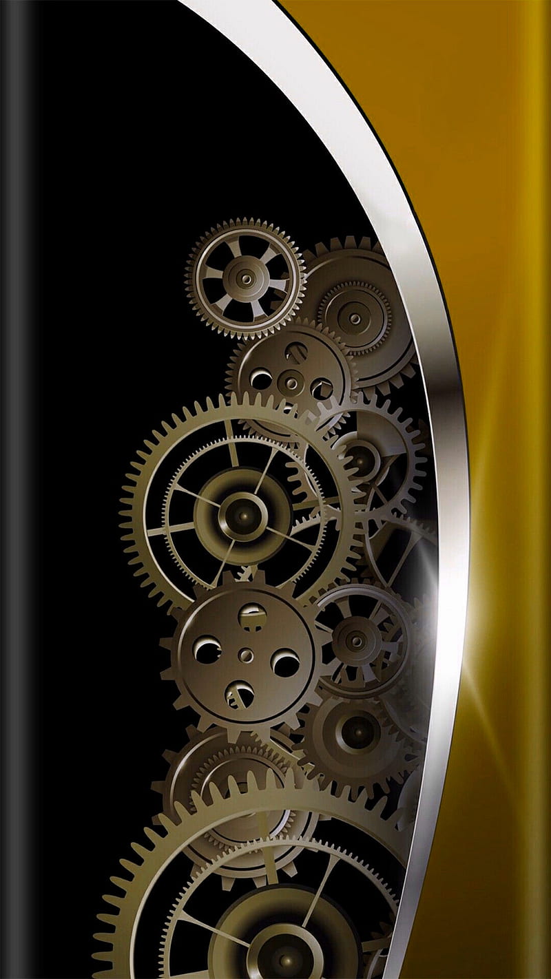 800x1422 Mechanical, abstract, black, chrome, mechanic, yellow, HD phone wallpaper