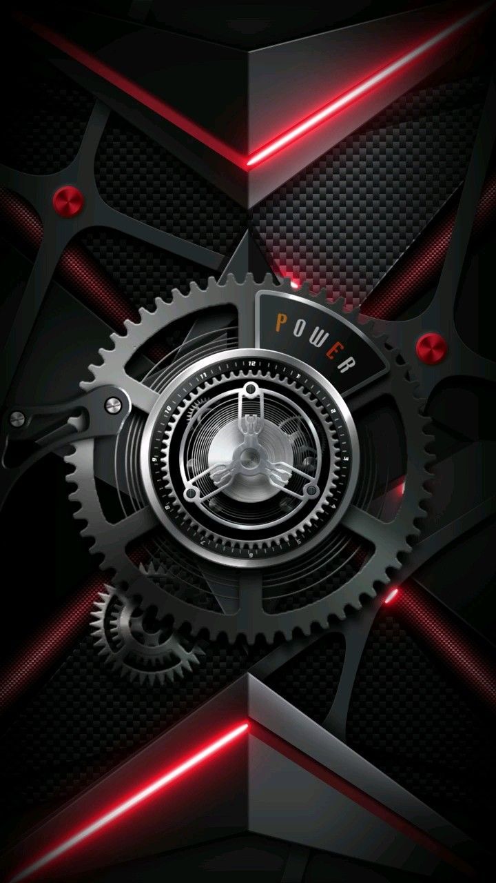 720x1280 Abstract Black and Red Galaxy Wallpaper. Industrial themed party inspiration, Red and black mechanical art, Steampunk gear with red accents